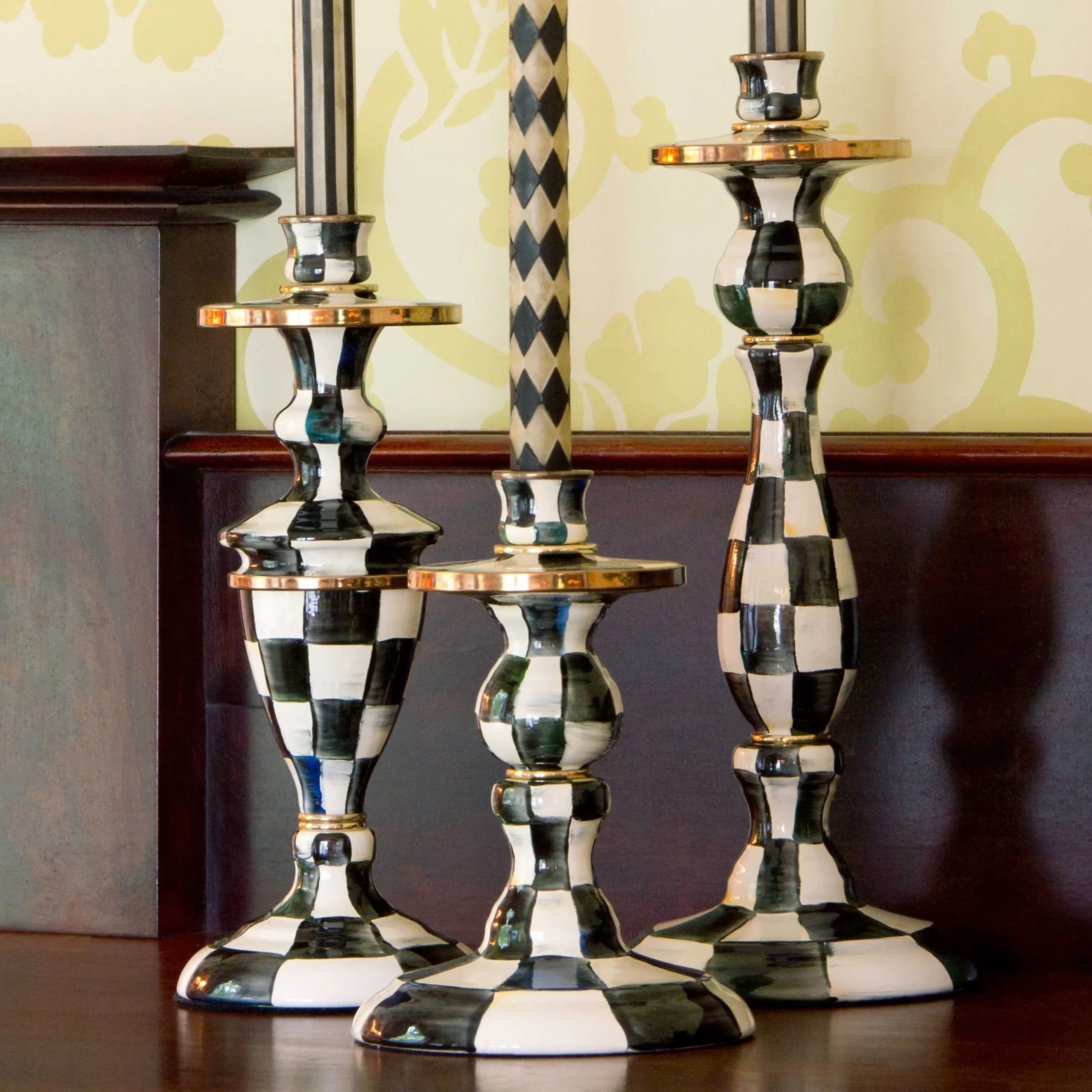 Hot MacKenzie-Childs Courtly Check Enamel Candlestick - Small
