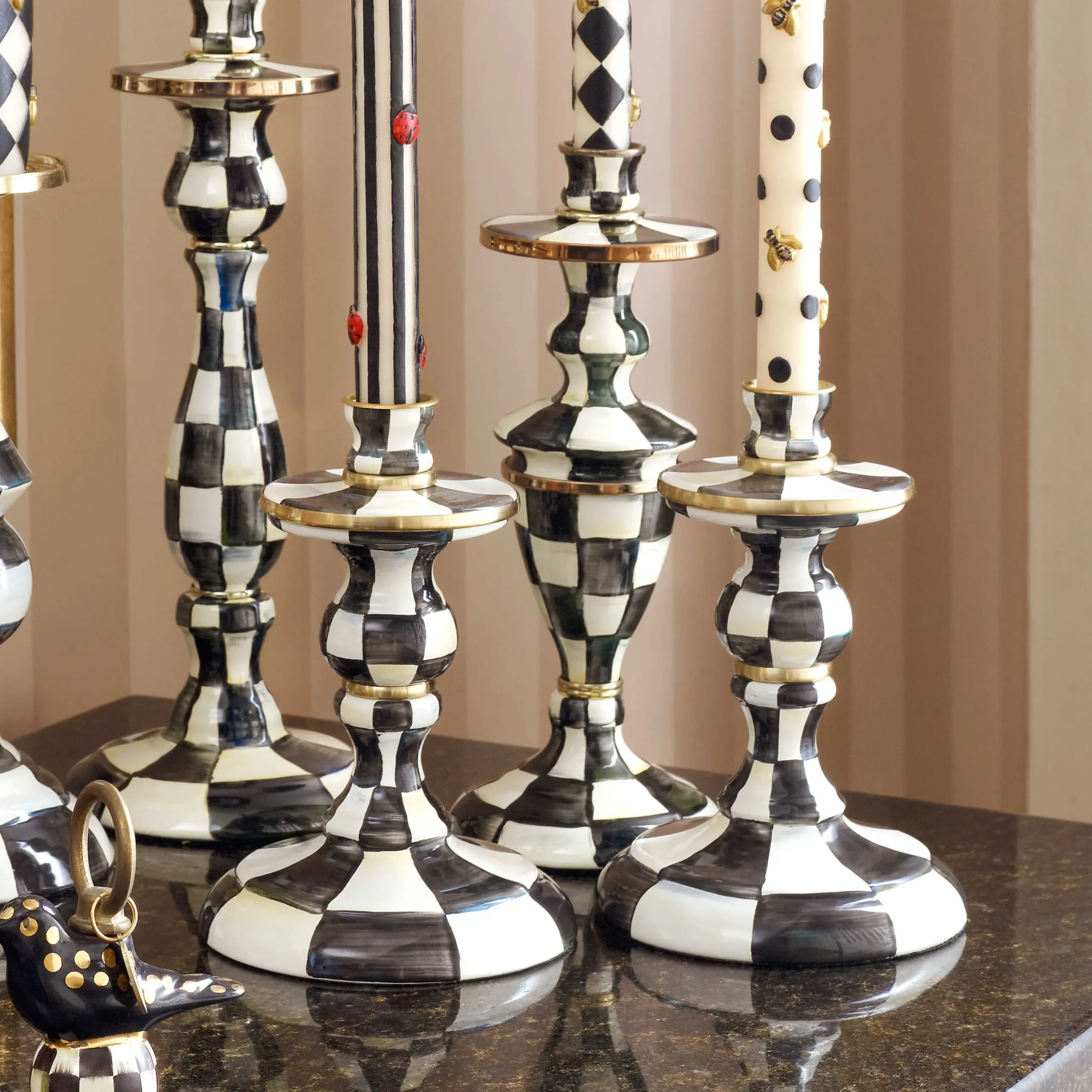 Hot MacKenzie-Childs Courtly Check Enamel Candlestick - Small