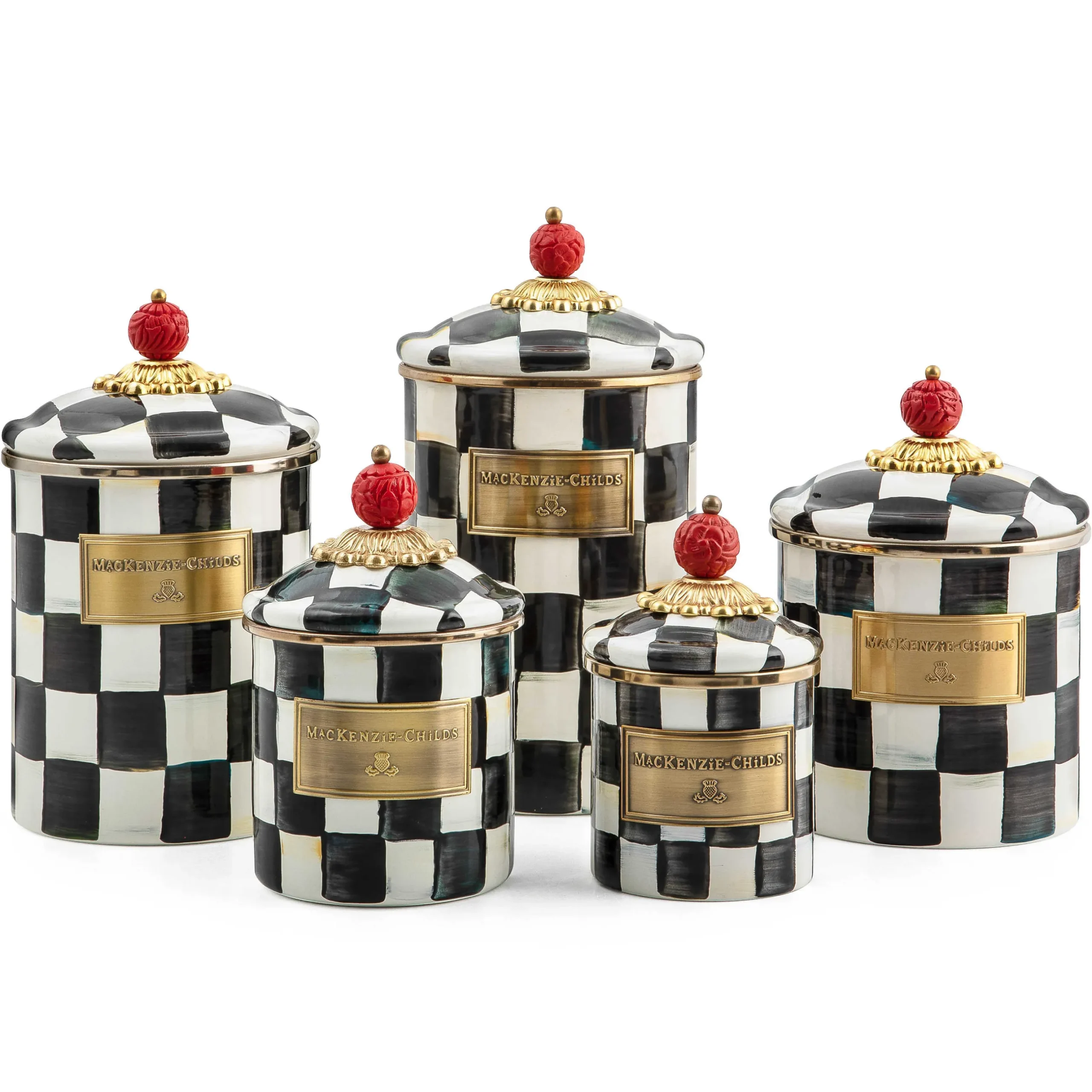 New MacKenzie-Childs Courtly Check Enamel Canister - Mini
