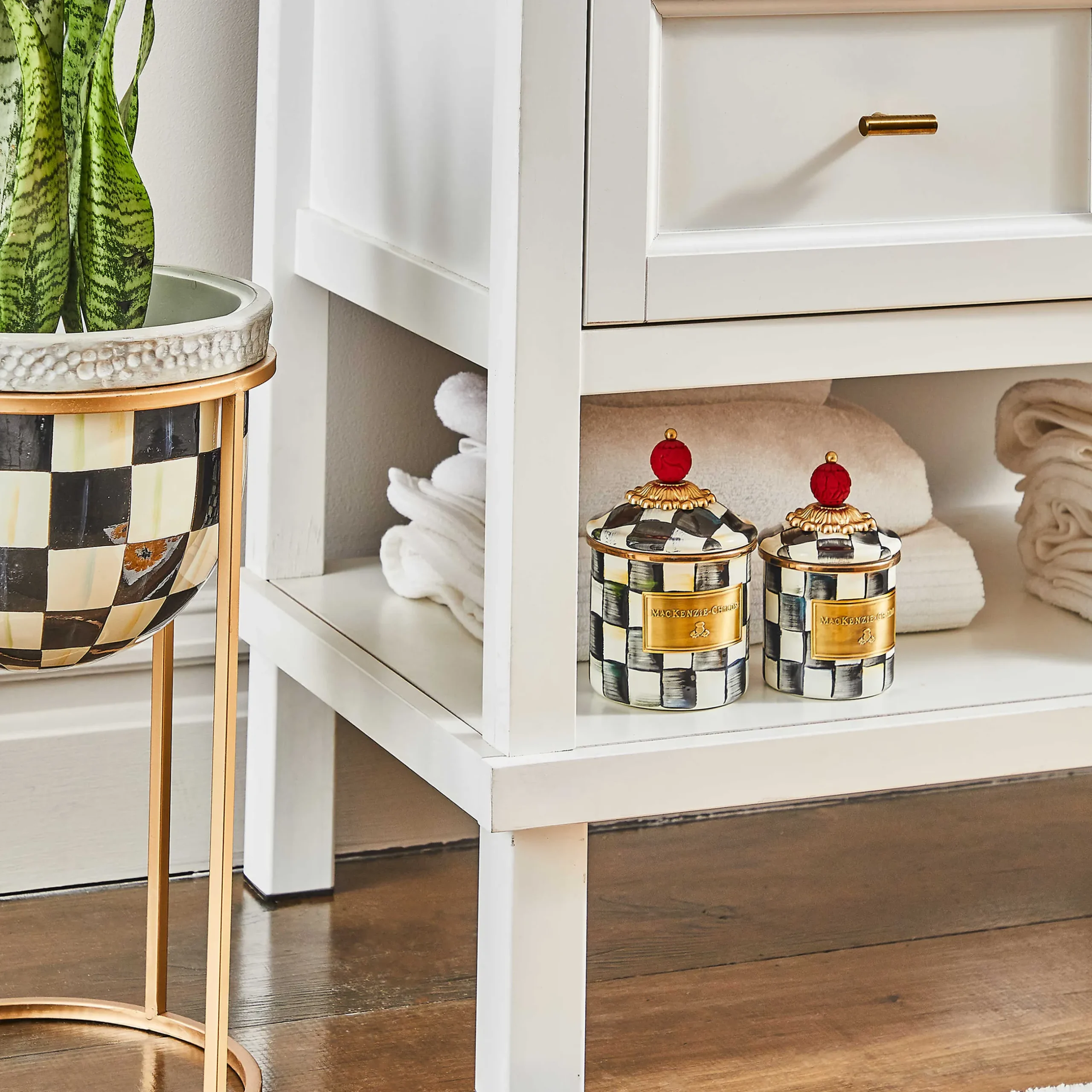 New MacKenzie-Childs Courtly Check Enamel Canister - Mini