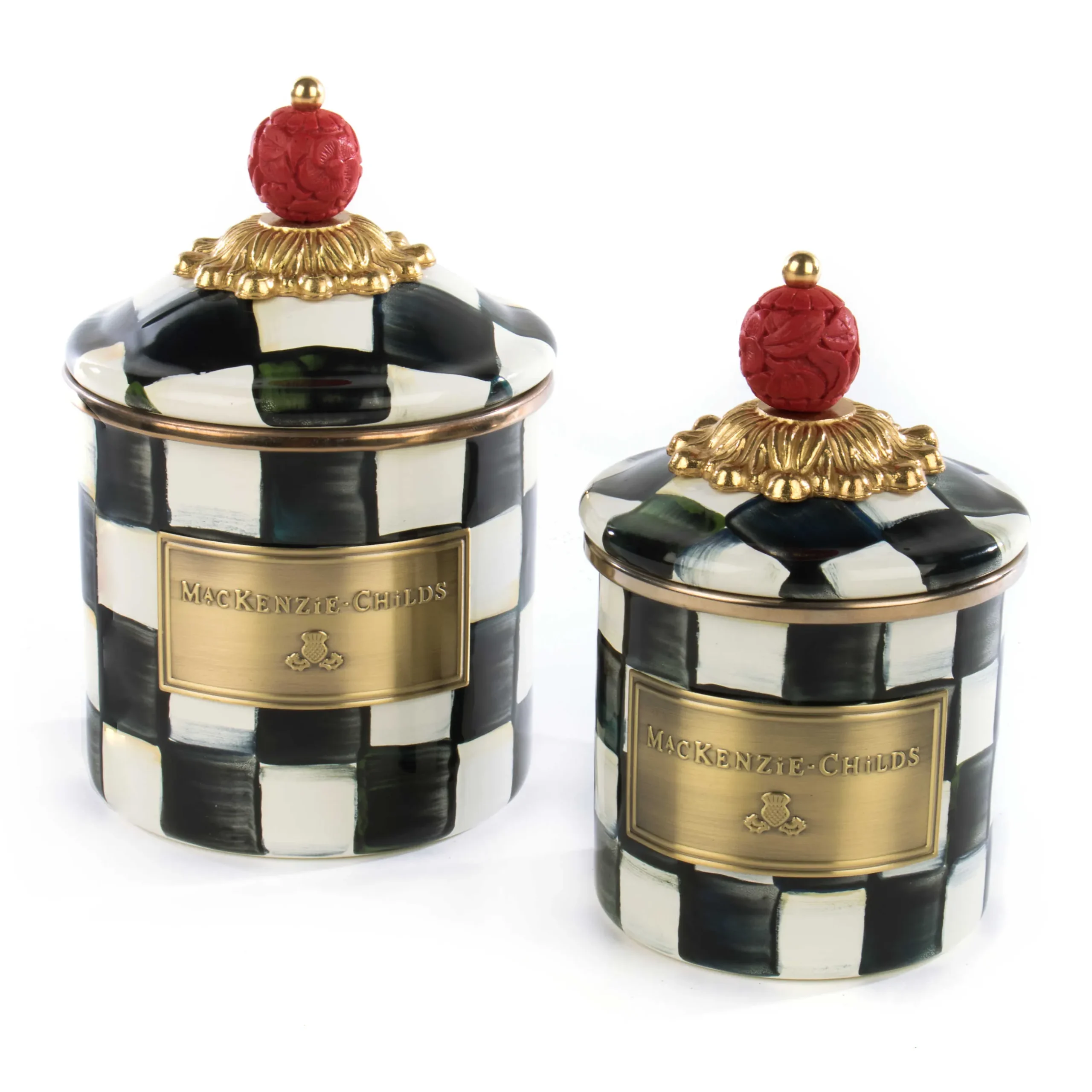 New MacKenzie-Childs Courtly Check Enamel Canister - Mini