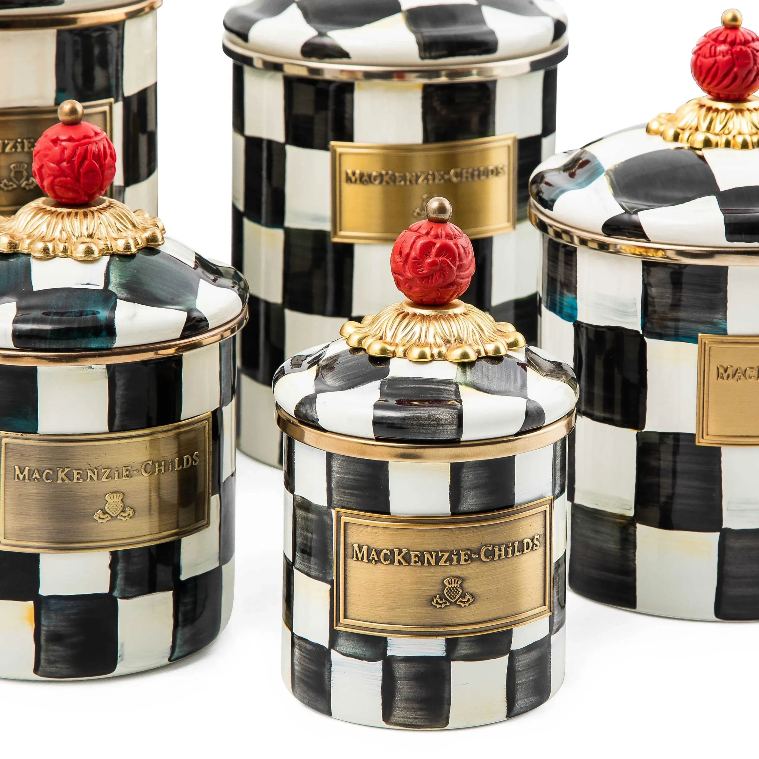 Sale MacKenzie-Childs Courtly Check Enamel Canister - Medium
