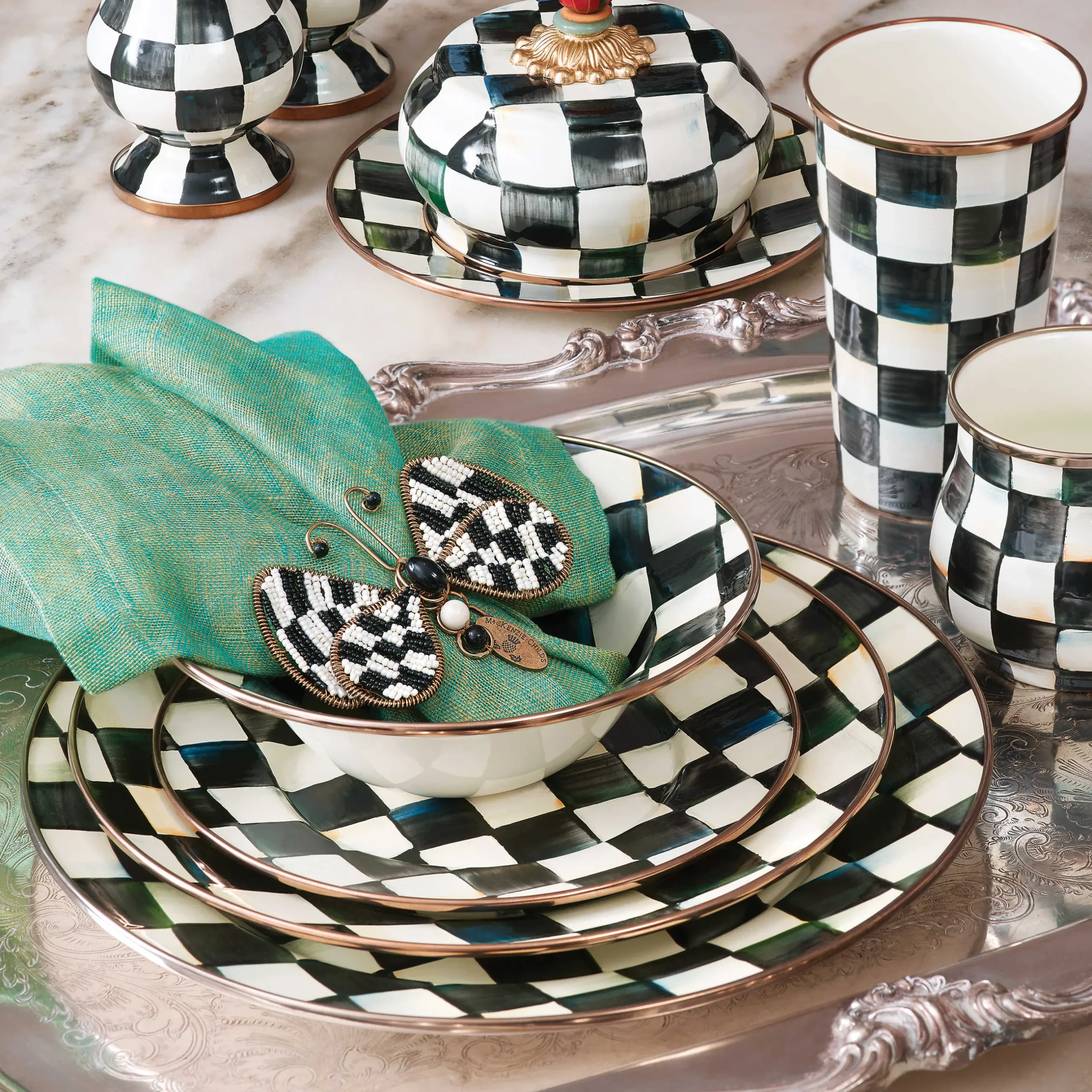 Online MacKenzie-Childs Courtly Check Enamel Charger/Plate