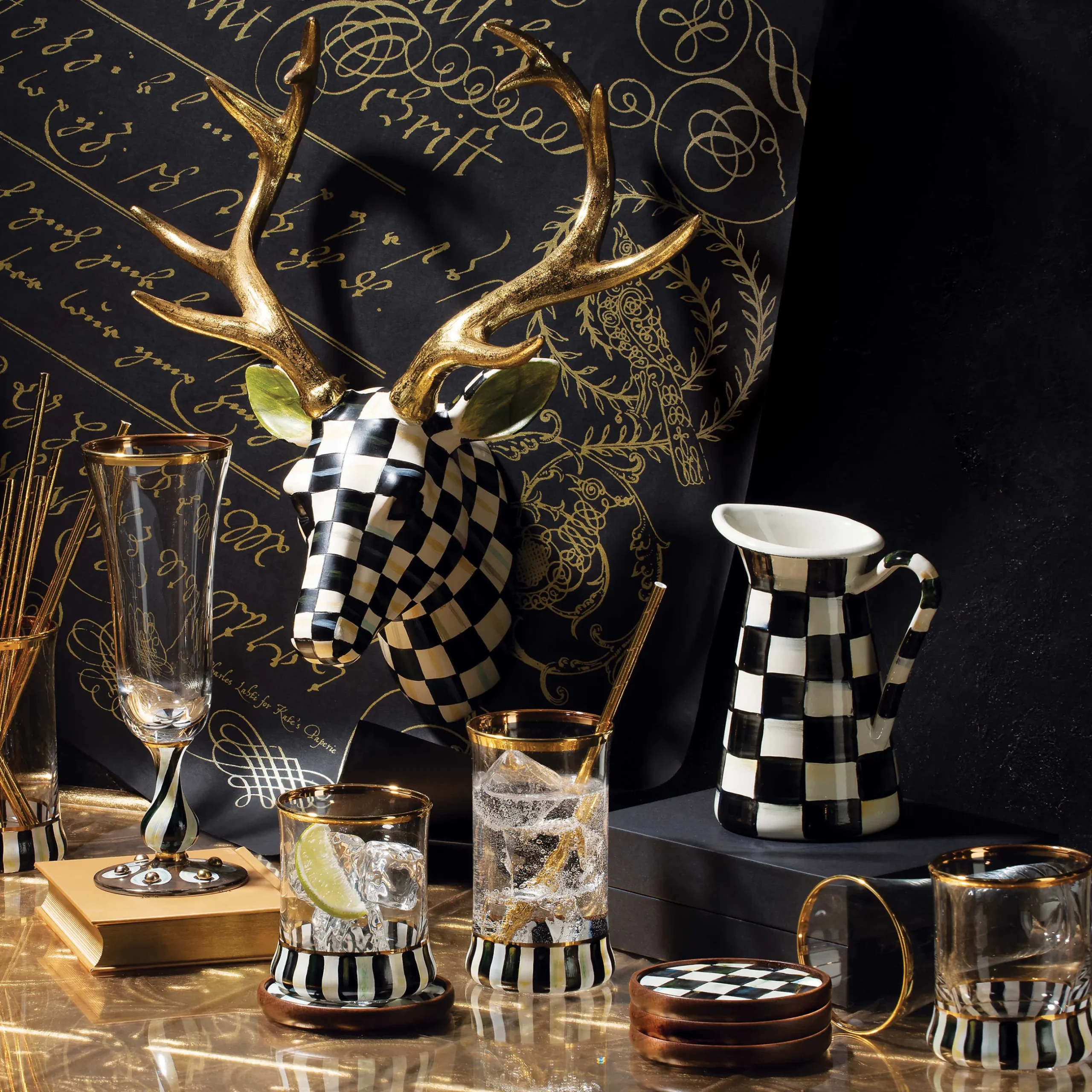 Online MacKenzie-Childs Courtly Check Enamel Coasters - Set Of 4