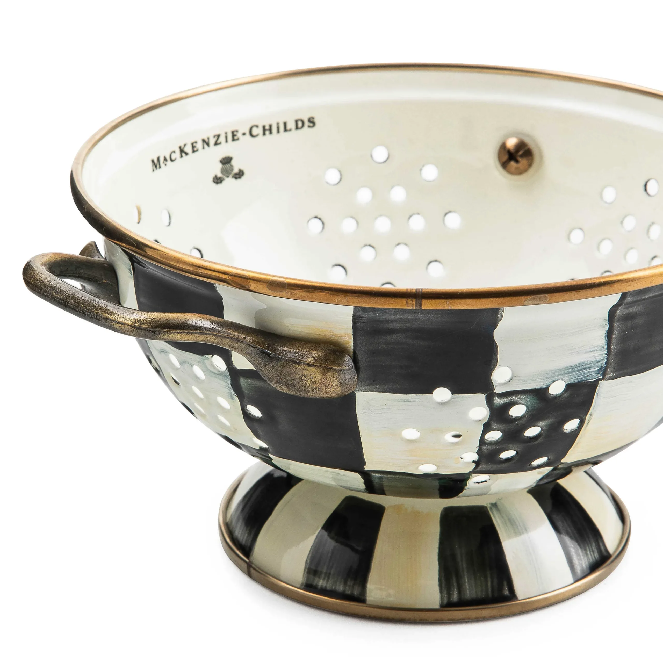 New MacKenzie-Childs Courtly Check Enamel Colander - Small