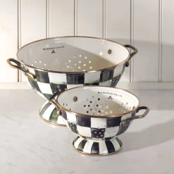 New MacKenzie-Childs Courtly Check Enamel Colander - Small