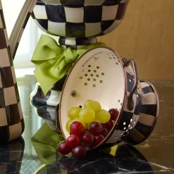 New MacKenzie-Childs Courtly Check Enamel Colander - Small