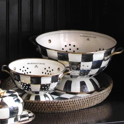 Clearance MacKenzie-Childs Courtly Check Enamel Colander - Large