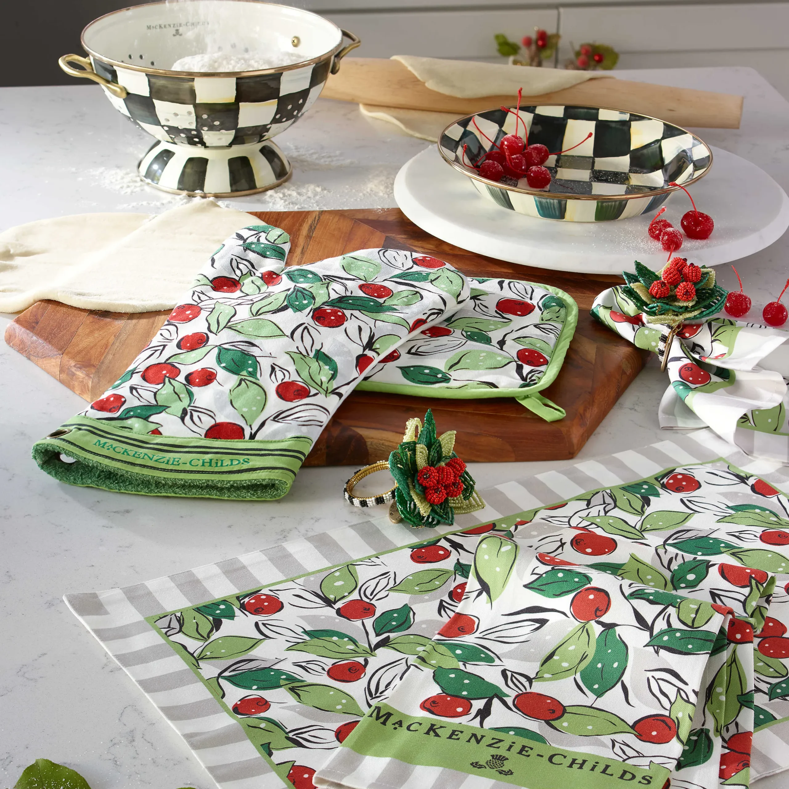 Clearance MacKenzie-Childs Courtly Check Enamel Colander - Large