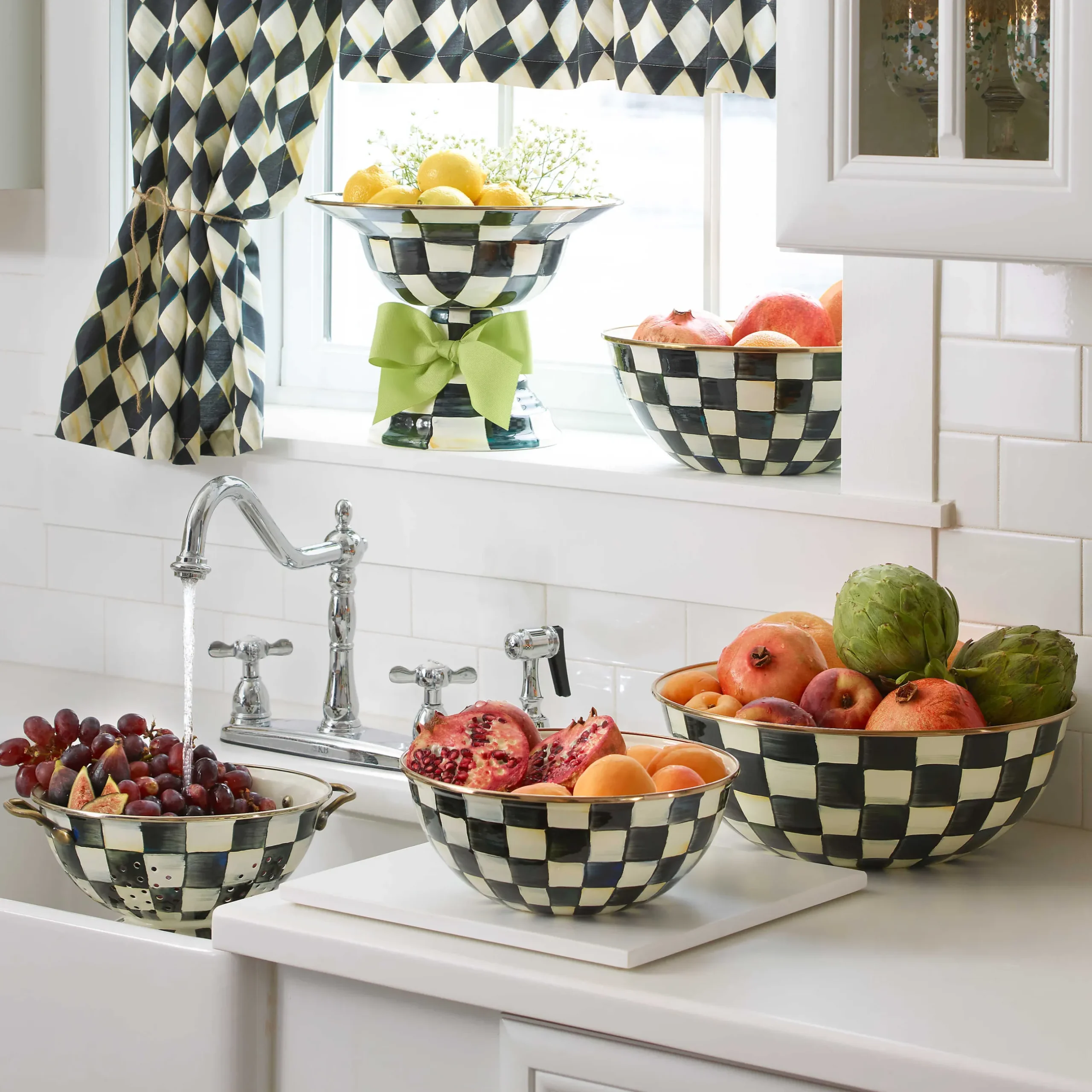 Clearance MacKenzie-Childs Courtly Check Enamel Colander - Large