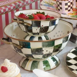 Clearance MacKenzie-Childs Courtly Check Enamel Colander - Large