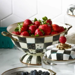 Clearance MacKenzie-Childs Courtly Check Enamel Colander - Large