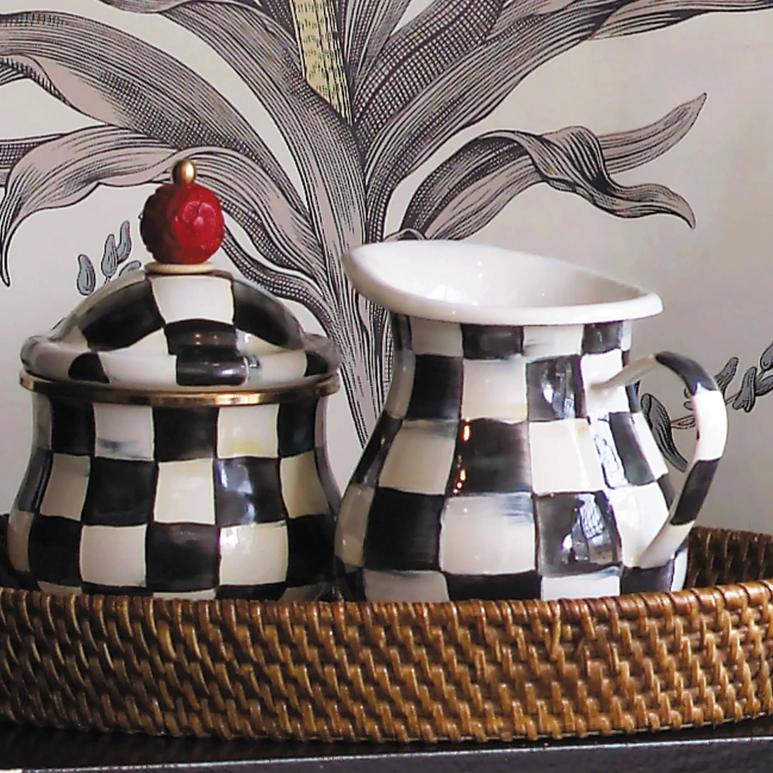 Outlet MacKenzie-Childs Courtly Check Enamel Creamer