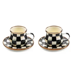 Online MacKenzie-Childs Courtly Check Enamel Espresso Cup & Saucer Set