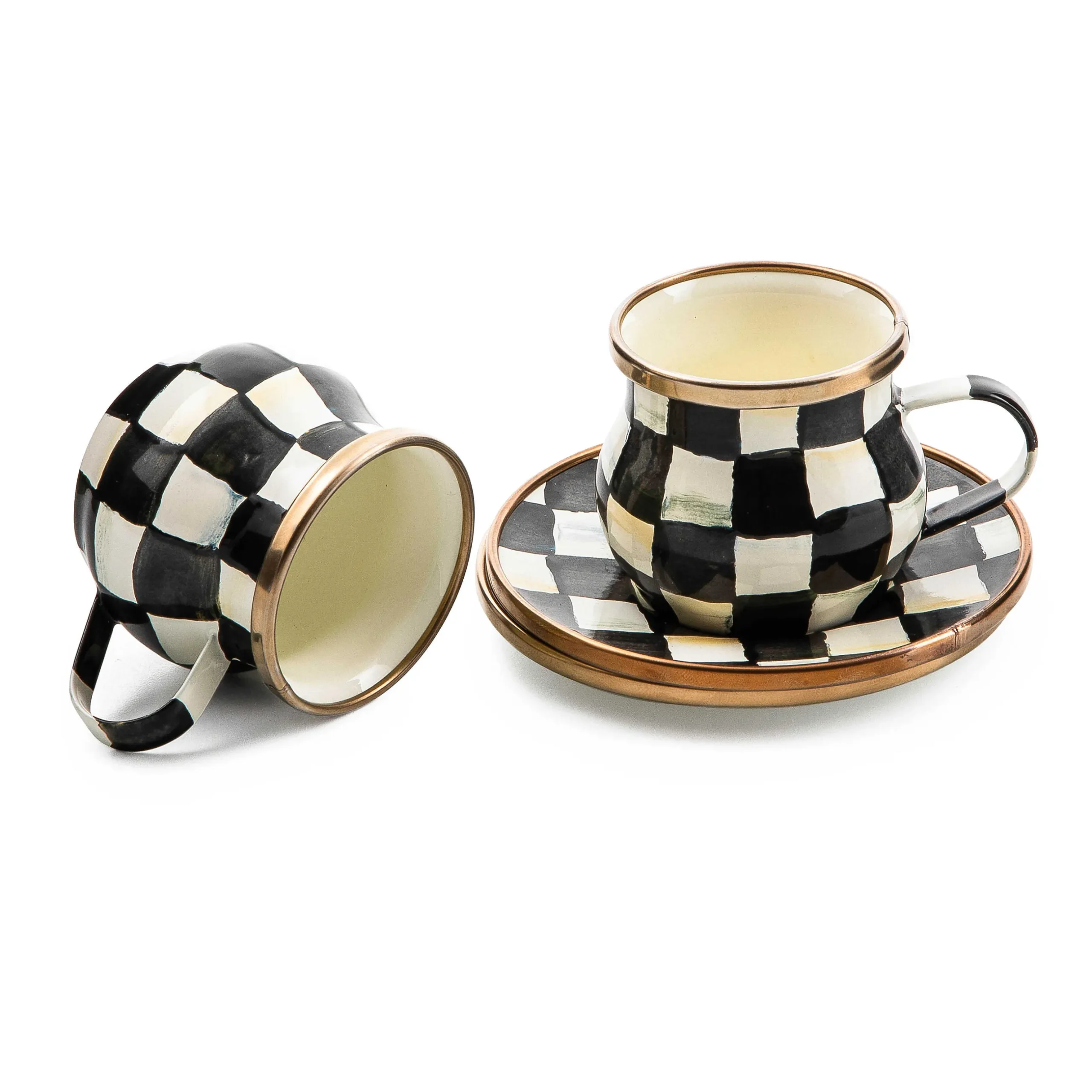 Online MacKenzie-Childs Courtly Check Enamel Espresso Cup & Saucer Set