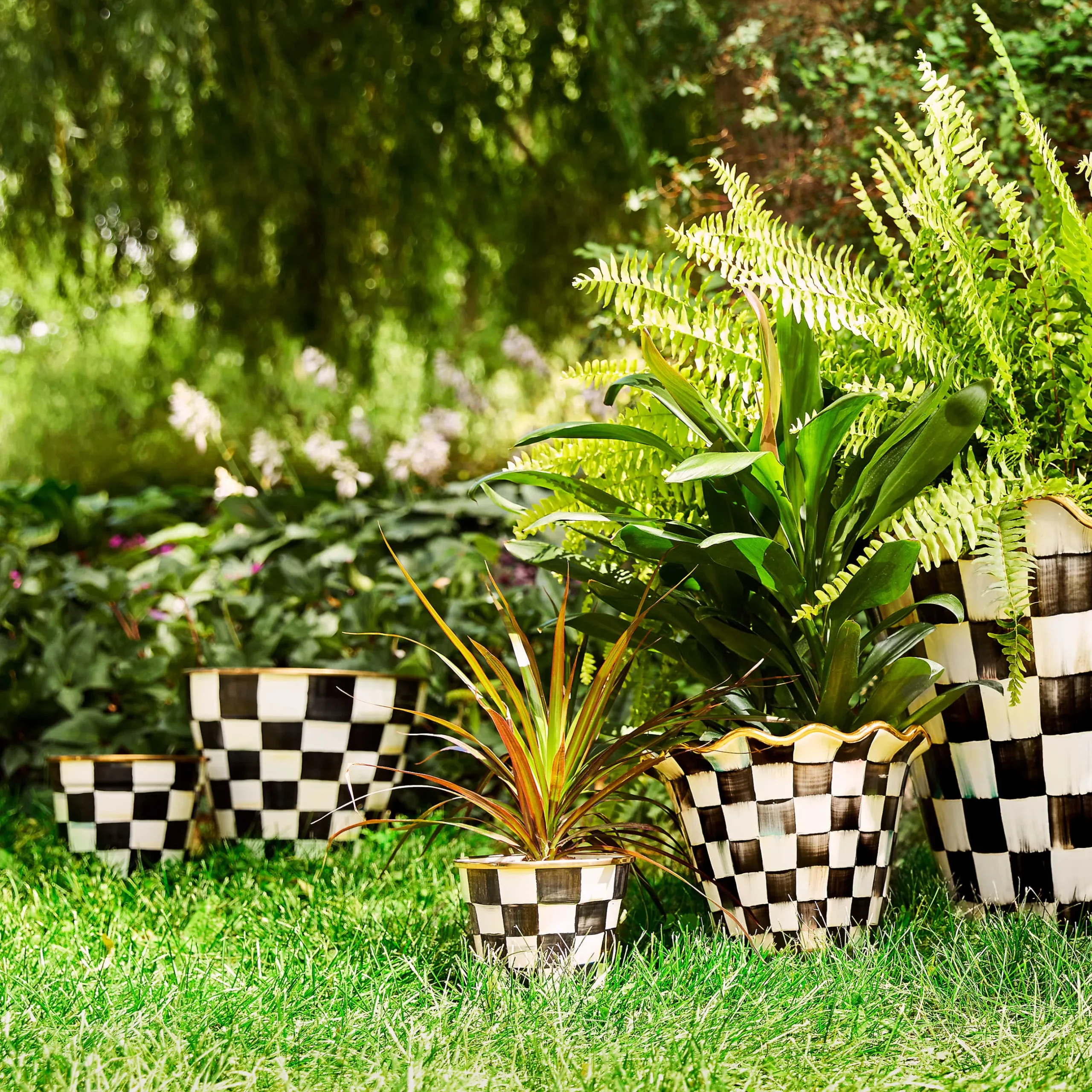 Clearance MacKenzie-Childs Courtly Check Enamel Garden Pot - Extra Large