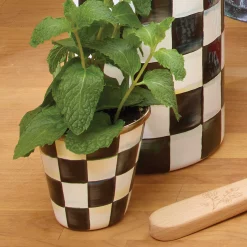 MacKenzie-Childs Courtly Check Enamel Herb Pots - Set Of 3