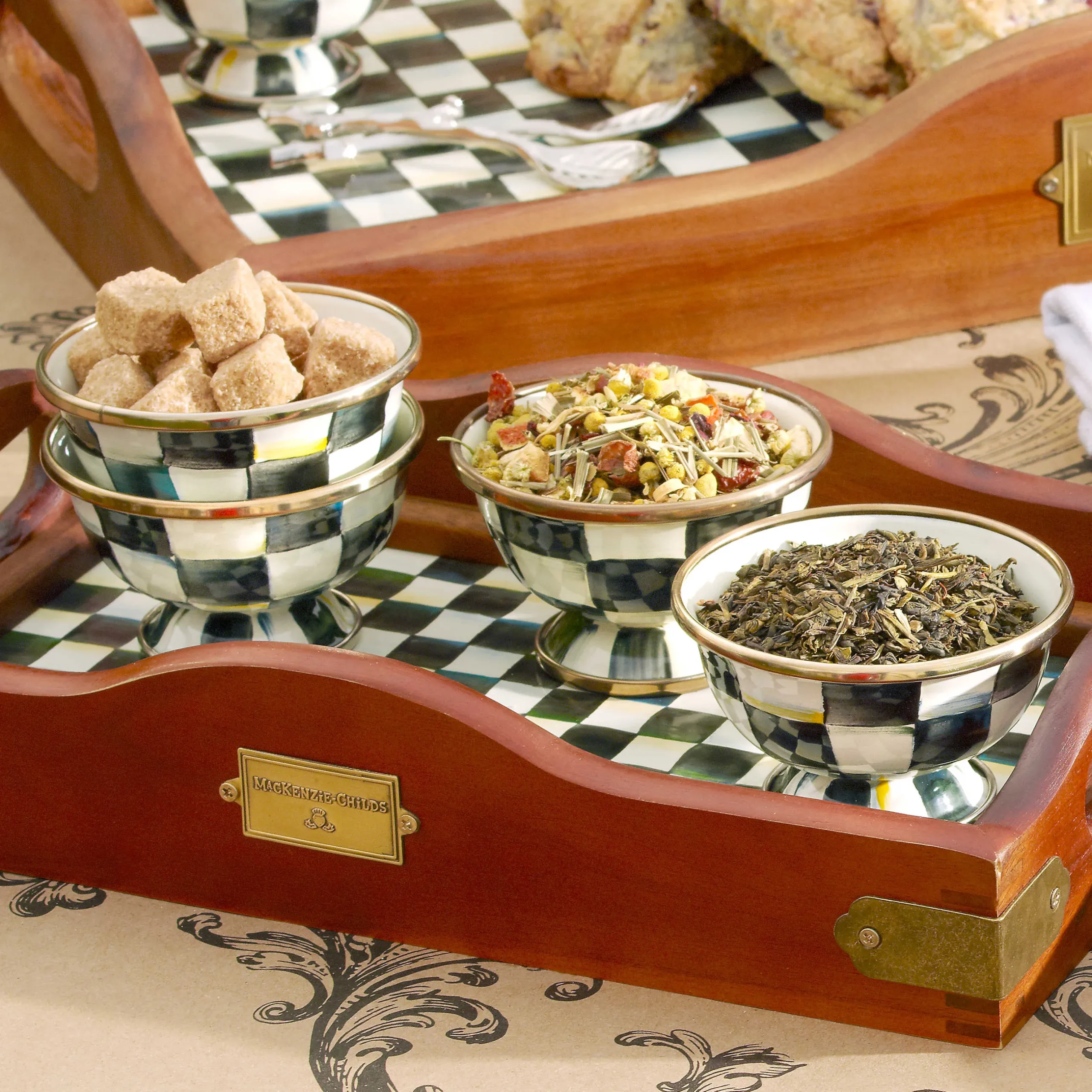 New MacKenzie-Childs Courtly Check Enamel Little Sugar Bowl