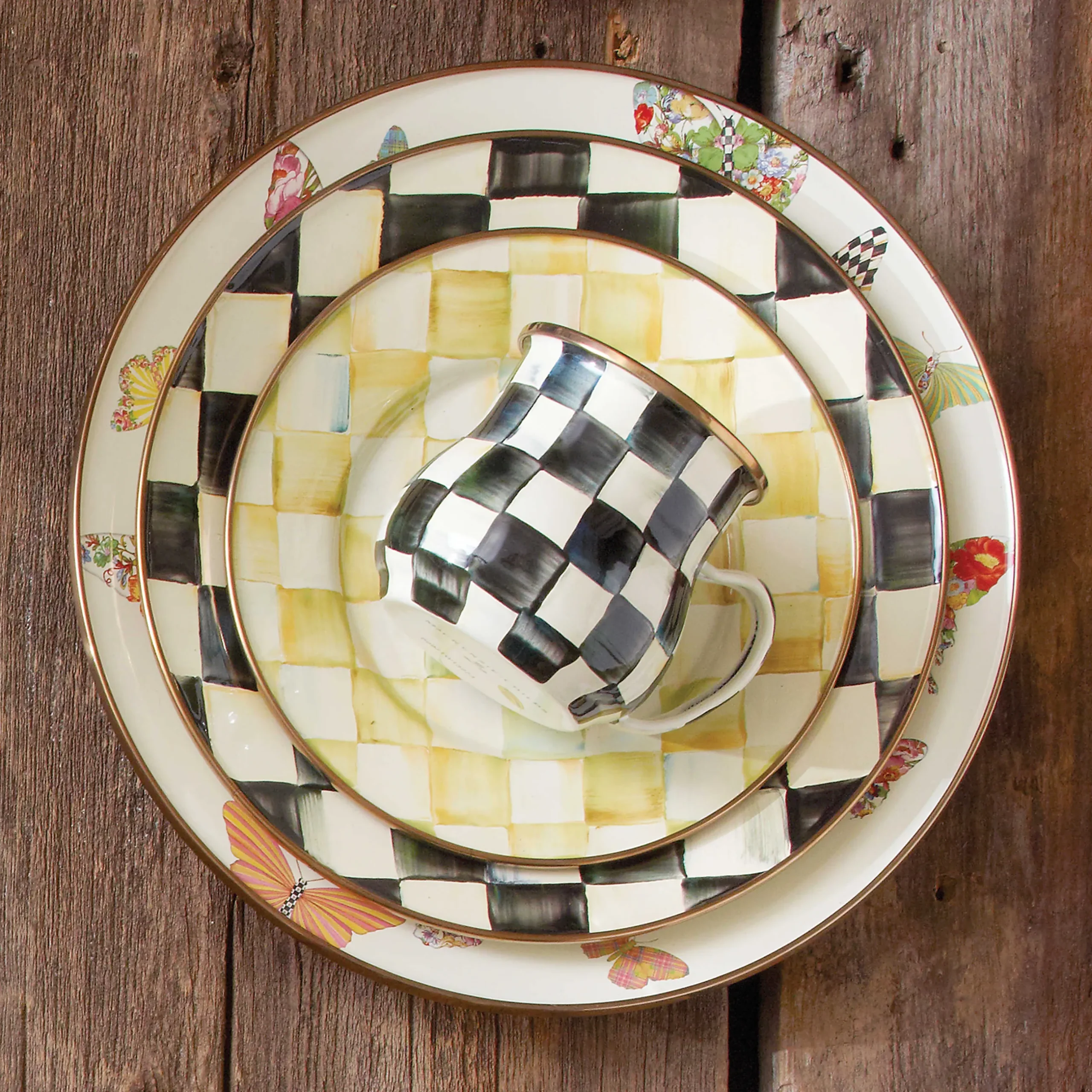 MacKenzie-Childs Courtly Check Enamel Mug