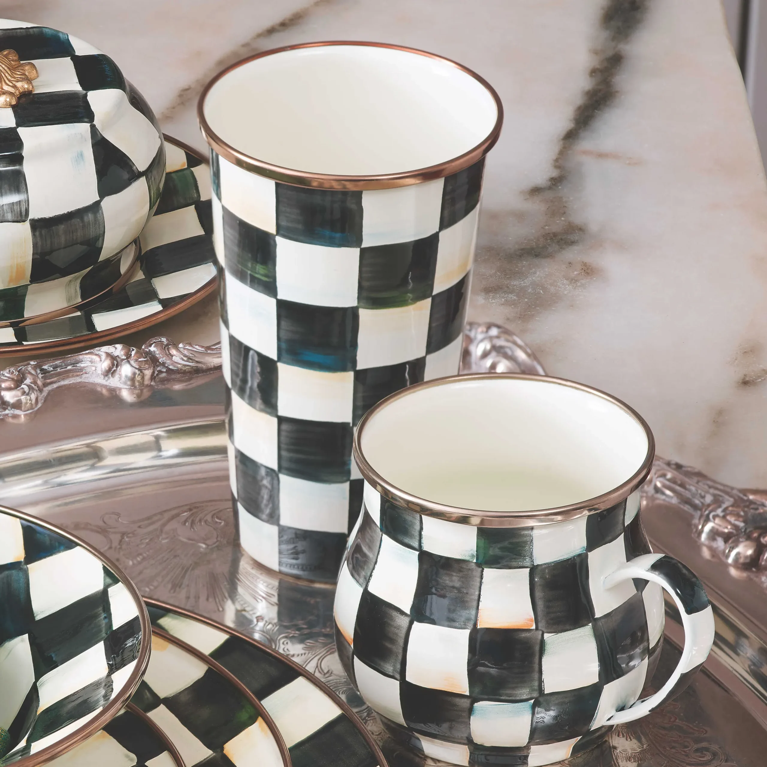 MacKenzie-Childs Courtly Check Enamel Mug