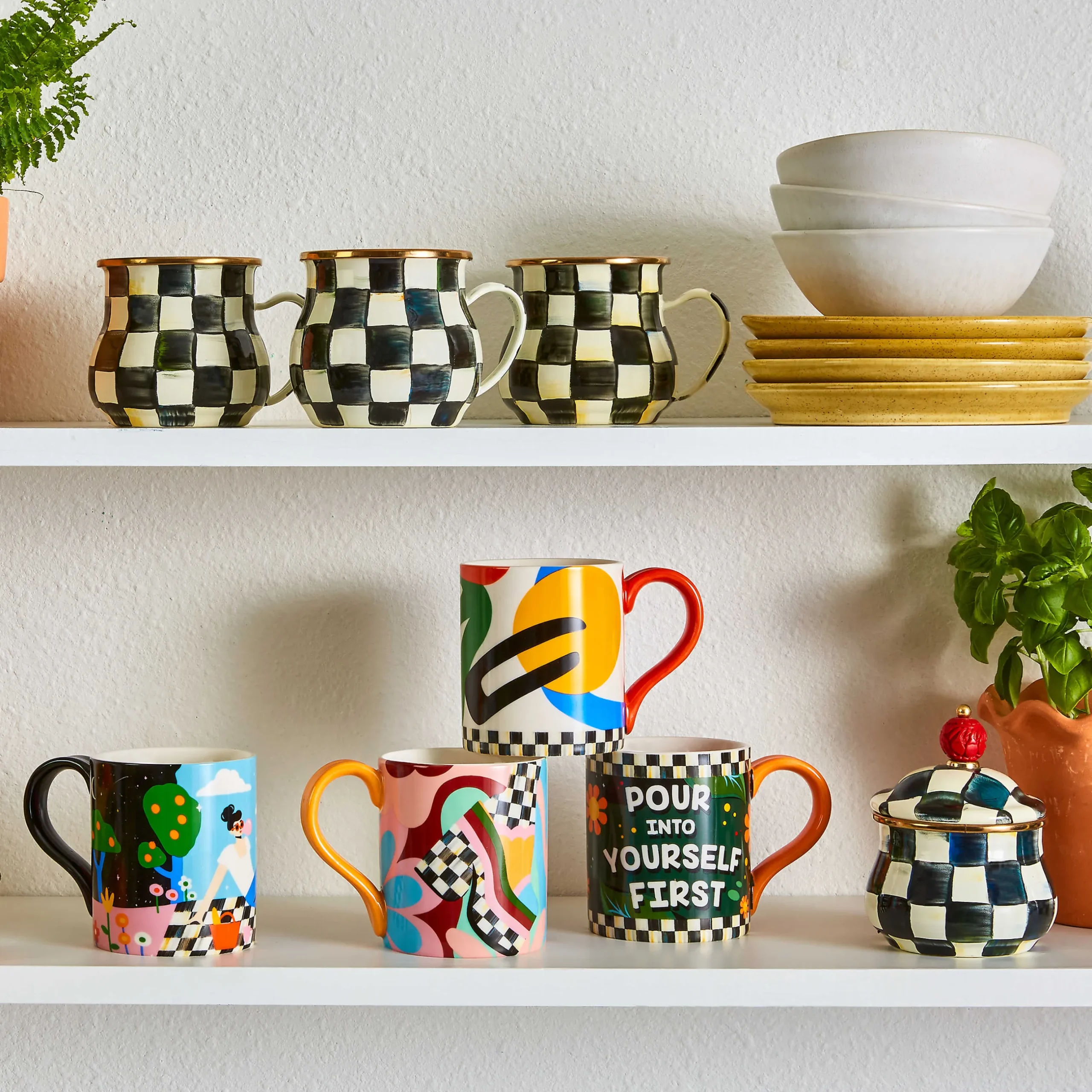 MacKenzie-Childs Courtly Check Enamel Mug