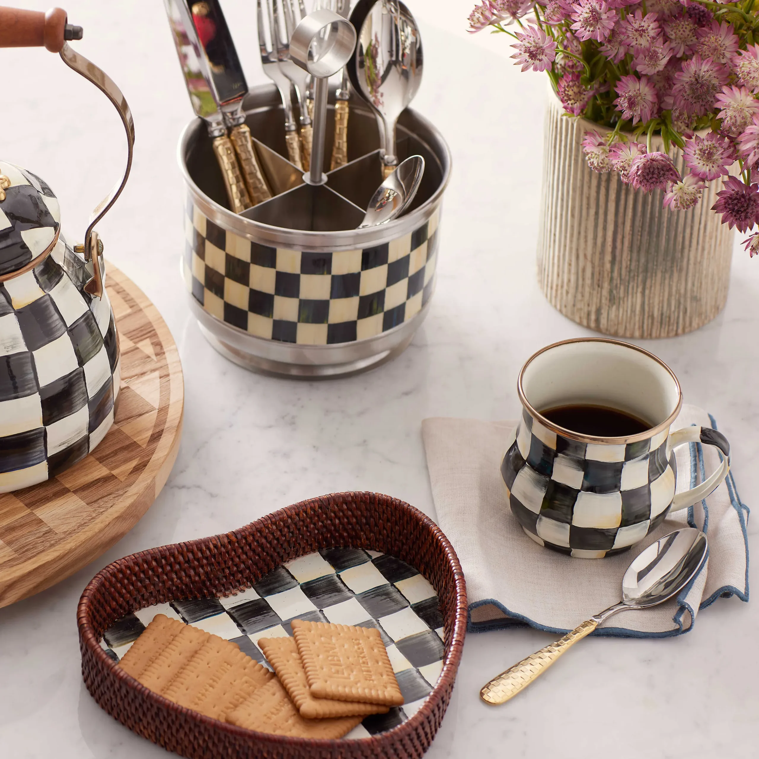 MacKenzie-Childs Courtly Check Enamel Mug