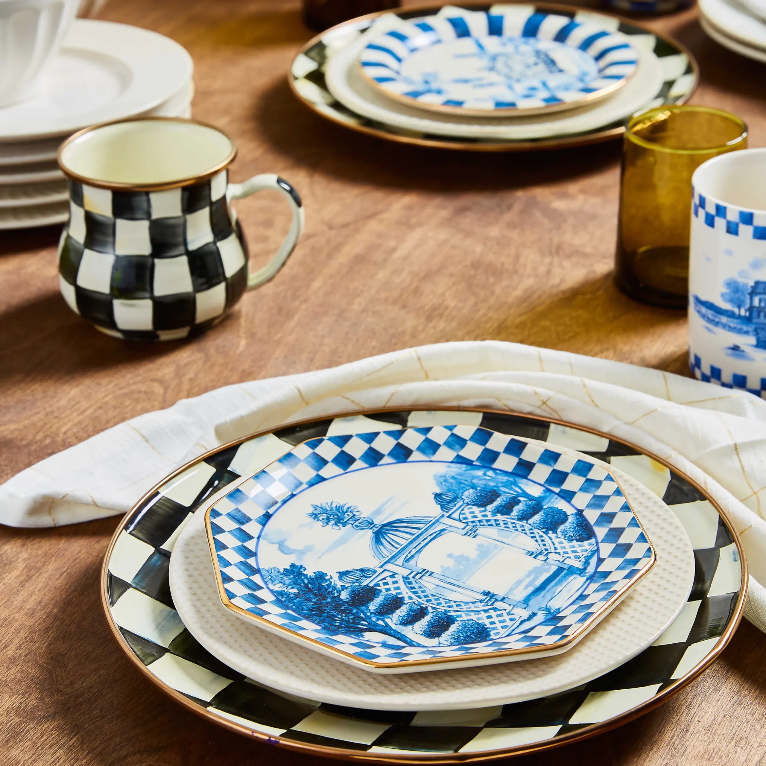 MacKenzie-Childs Courtly Check Enamel Mug