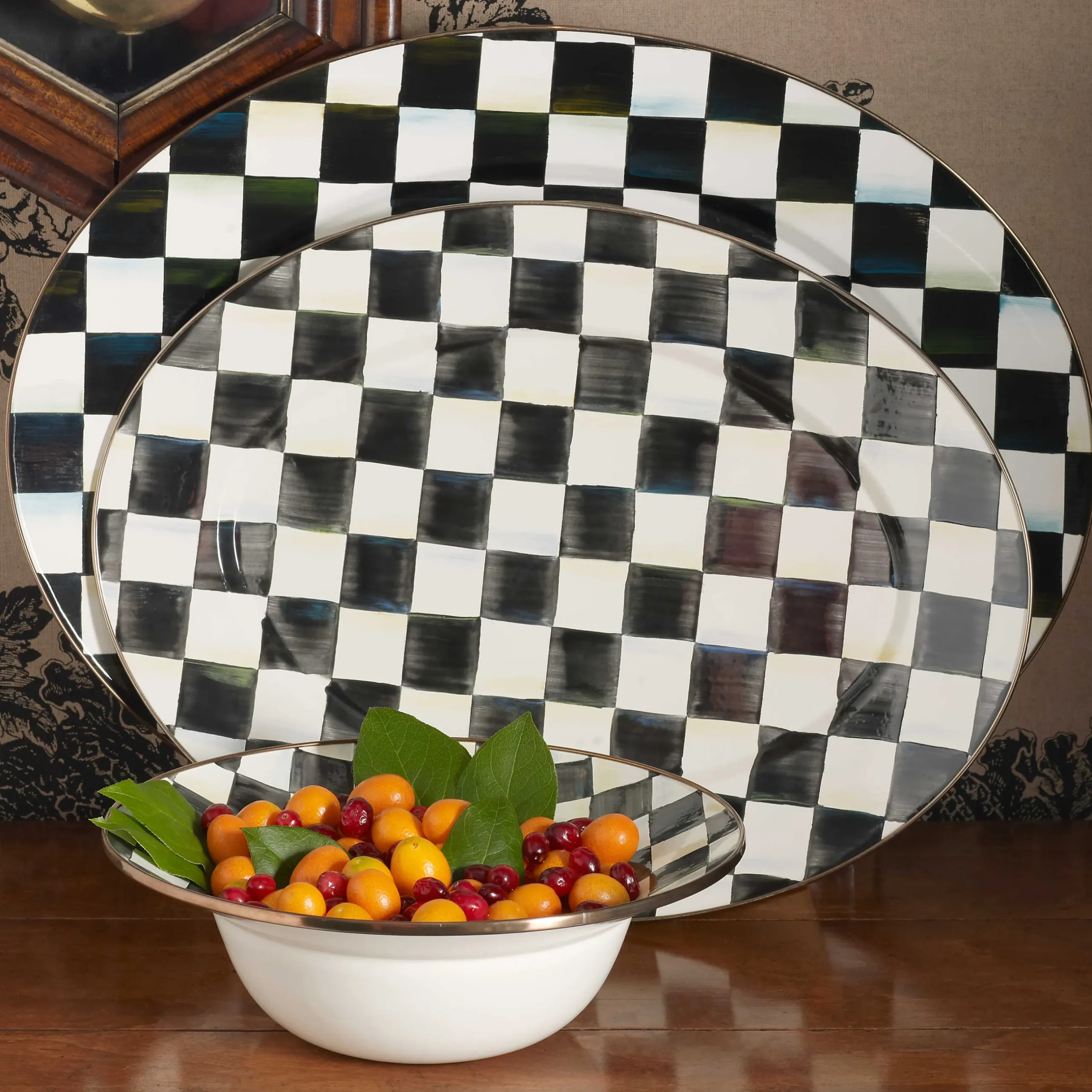 Best MacKenzie-Childs Courtly Check Enamel Oval Platter - Medium