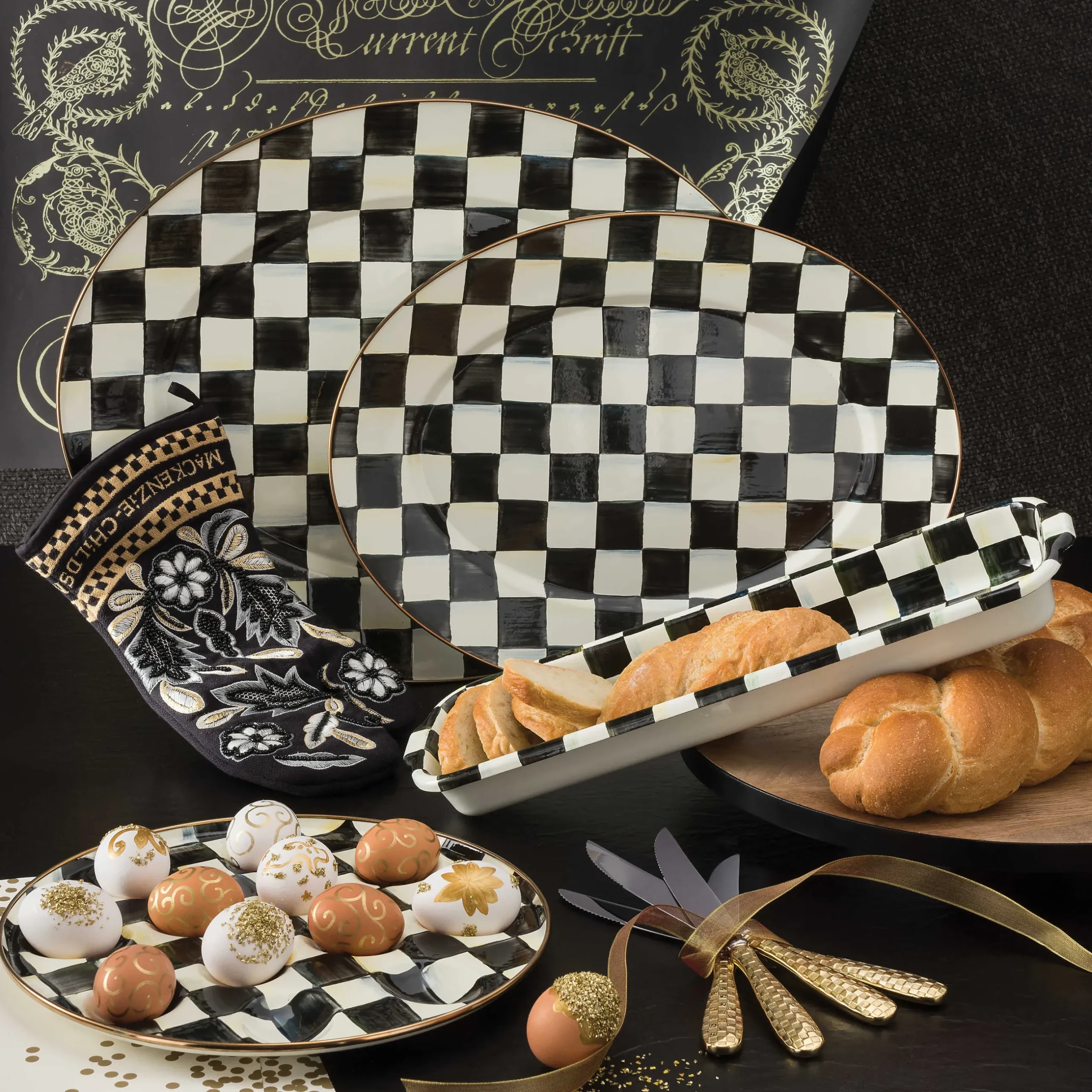 Best MacKenzie-Childs Courtly Check Enamel Oval Platter - Medium