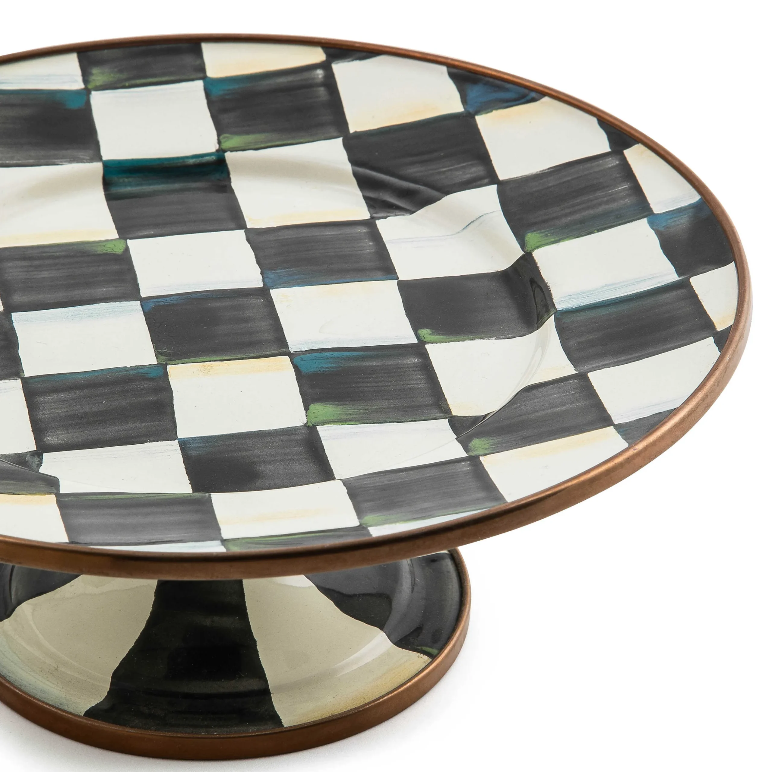 Discount MacKenzie-Childs Courtly Check Enamel Pedestal Platter - Mini