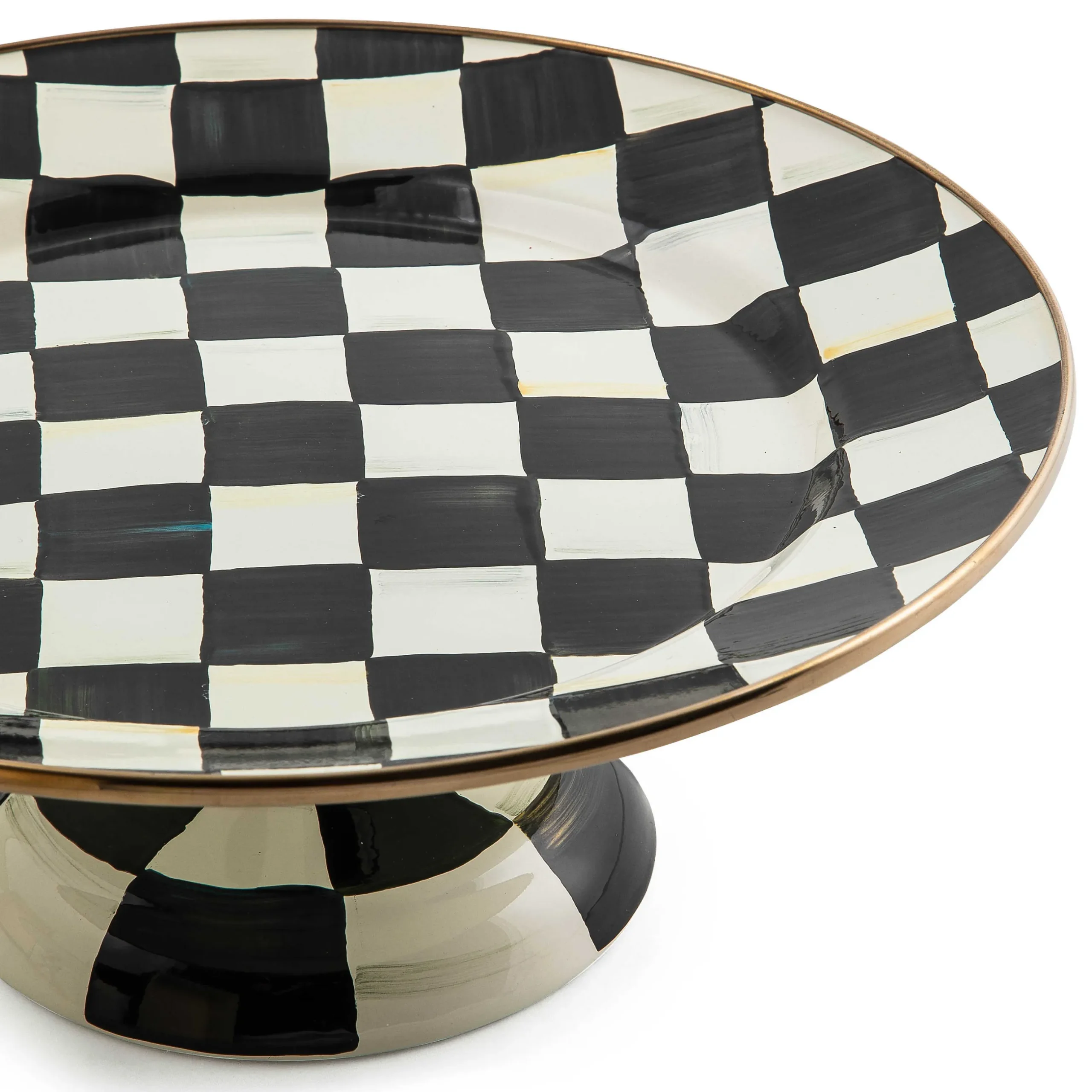 Outlet MacKenzie-Childs Courtly Check Enamel Pedestal Platter - Small