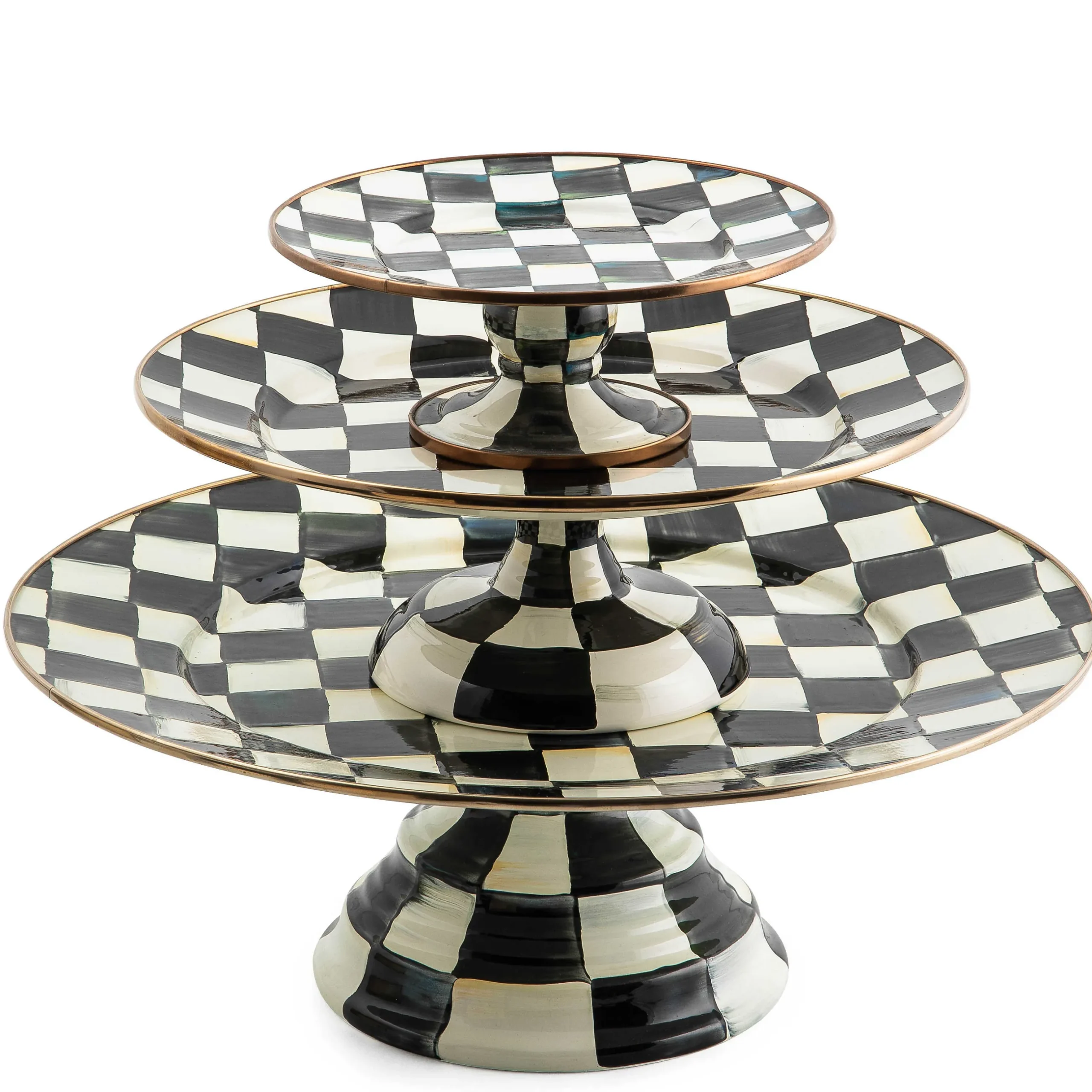 Outlet MacKenzie-Childs Courtly Check Enamel Pedestal Platter - Small