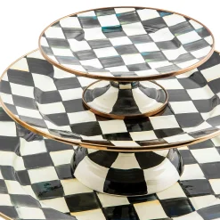Outlet MacKenzie-Childs Courtly Check Enamel Pedestal Platter - Small