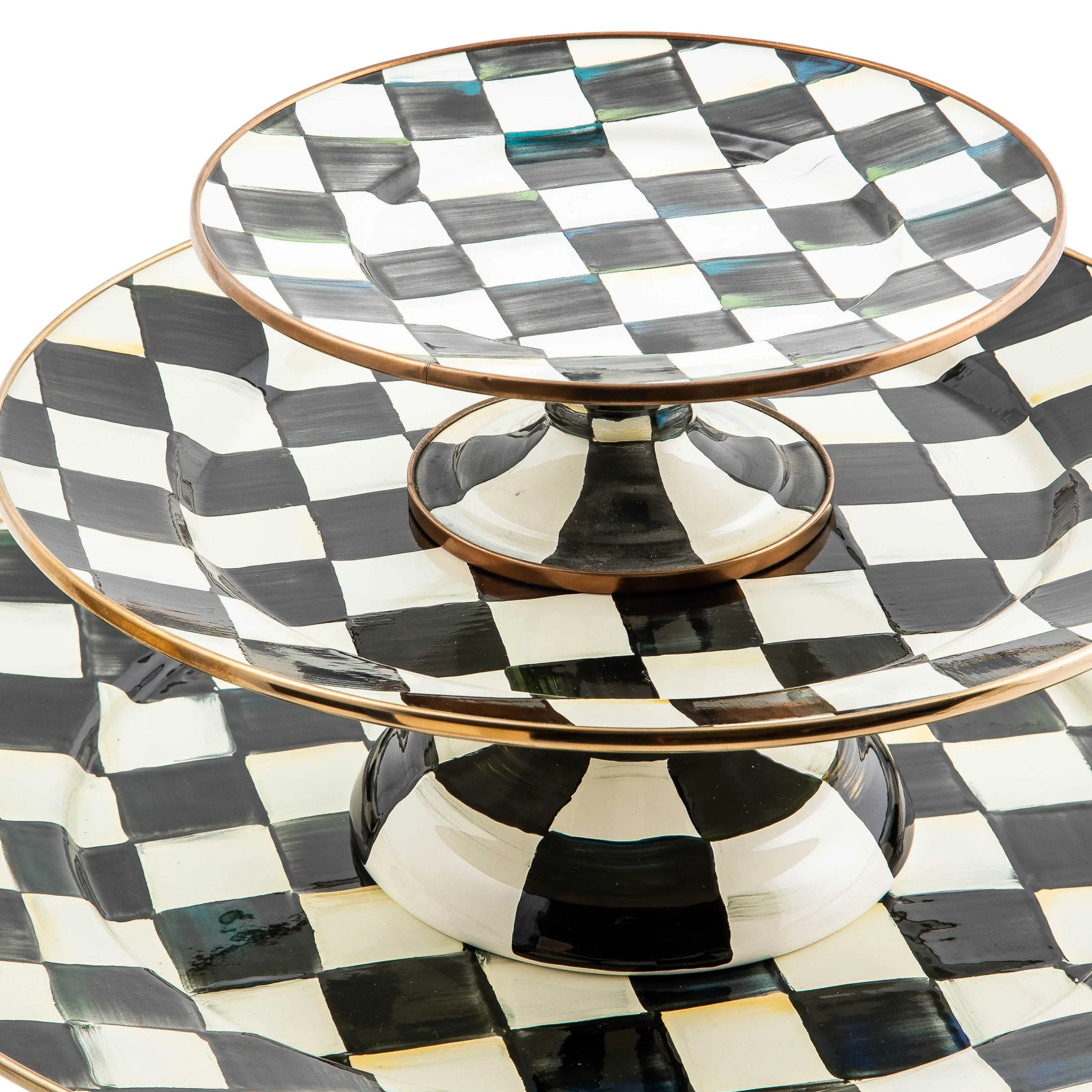 Outlet MacKenzie-Childs Courtly Check Enamel Pedestal Platter - Small