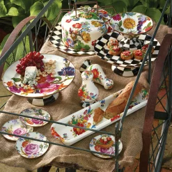 Outlet MacKenzie-Childs Courtly Check Enamel Pedestal Platter - Small