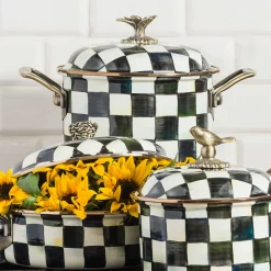 MacKenzie-Childs Courtly Check Enamel 7 Qt. Stockpot