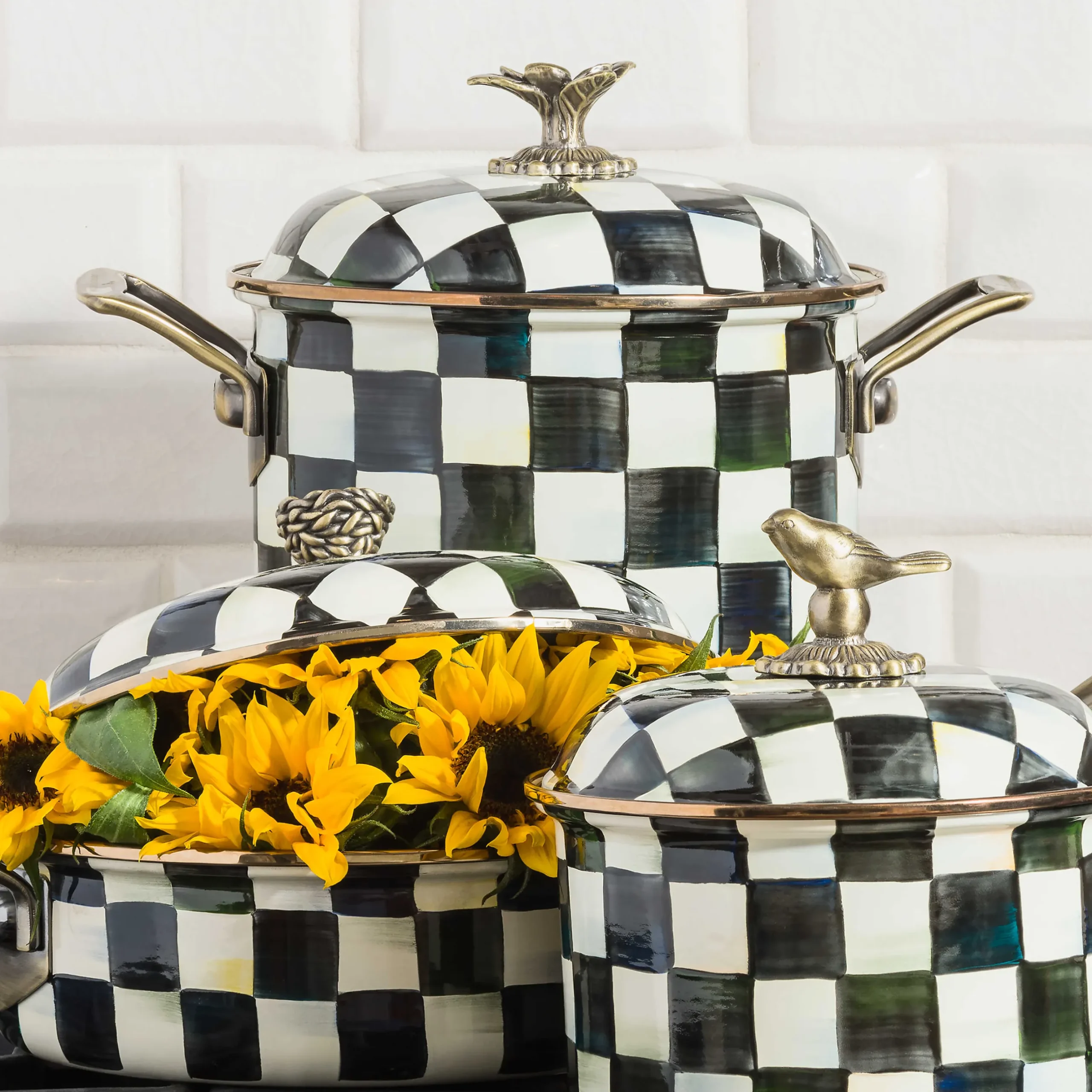 MacKenzie-Childs Courtly Check Enamel 7 Qt. Stockpot