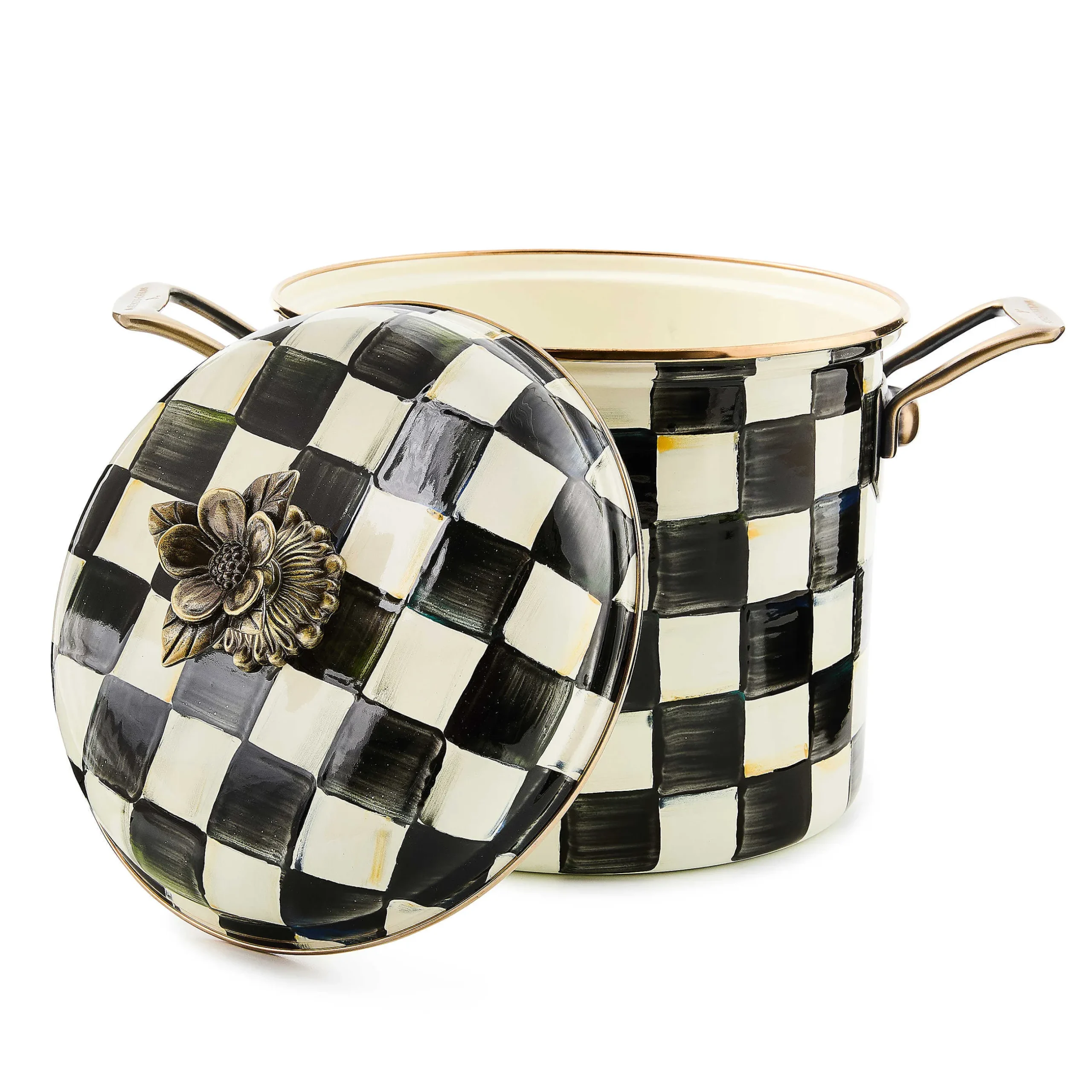 MacKenzie-Childs Courtly Check Enamel 7 Qt. Stockpot