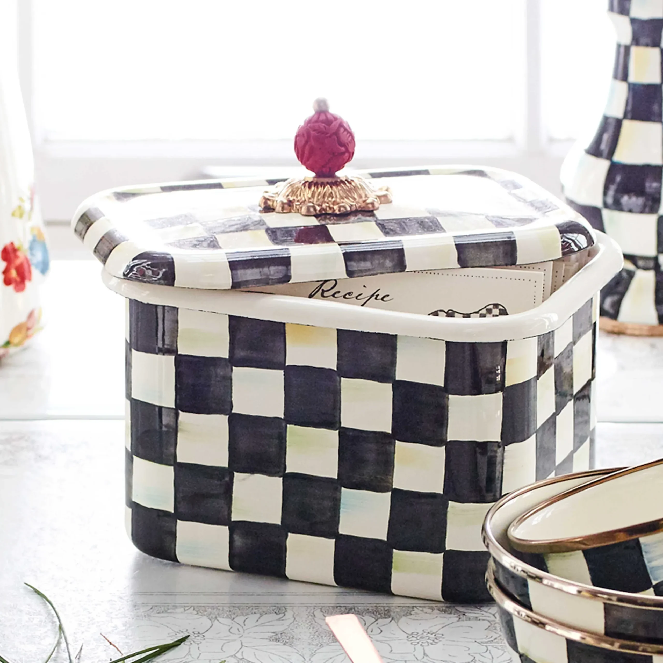 Outlet MacKenzie-Childs Courtly Check Enamel Recipe Box