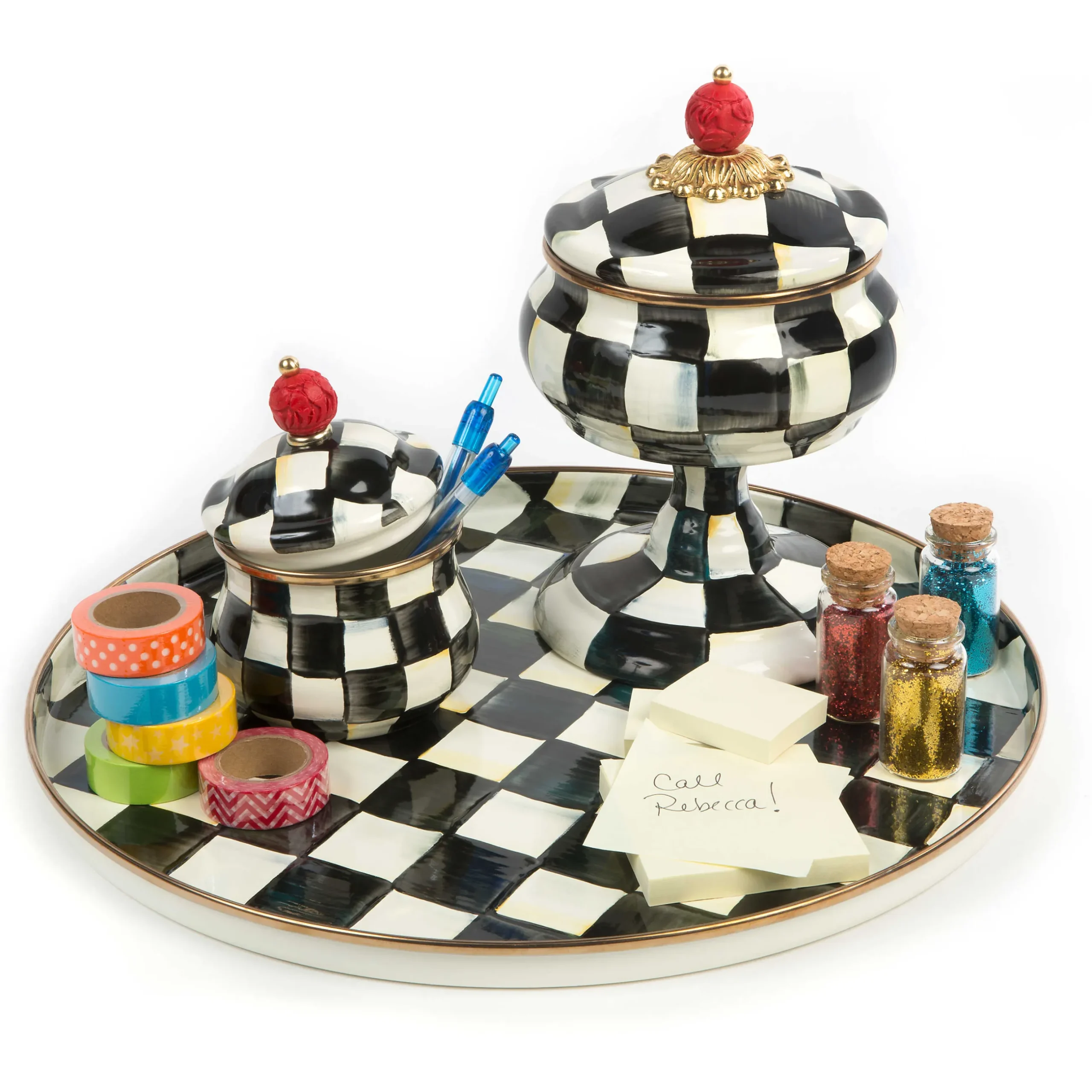 Sale MacKenzie-Childs Courtly Check Enamel Round Tray