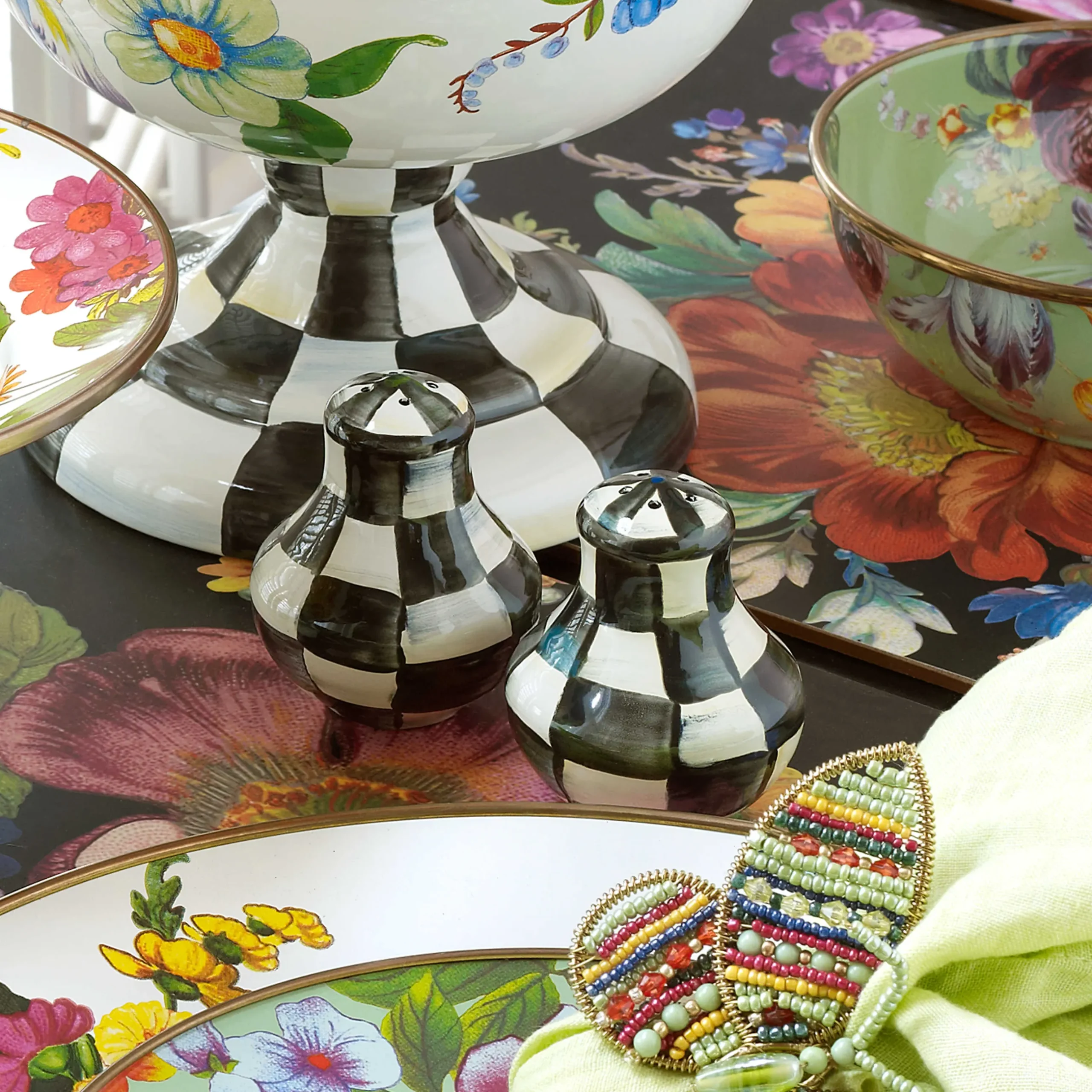 Outlet MacKenzie-Childs Courtly Check Enamel Salt & Pepper Shakers