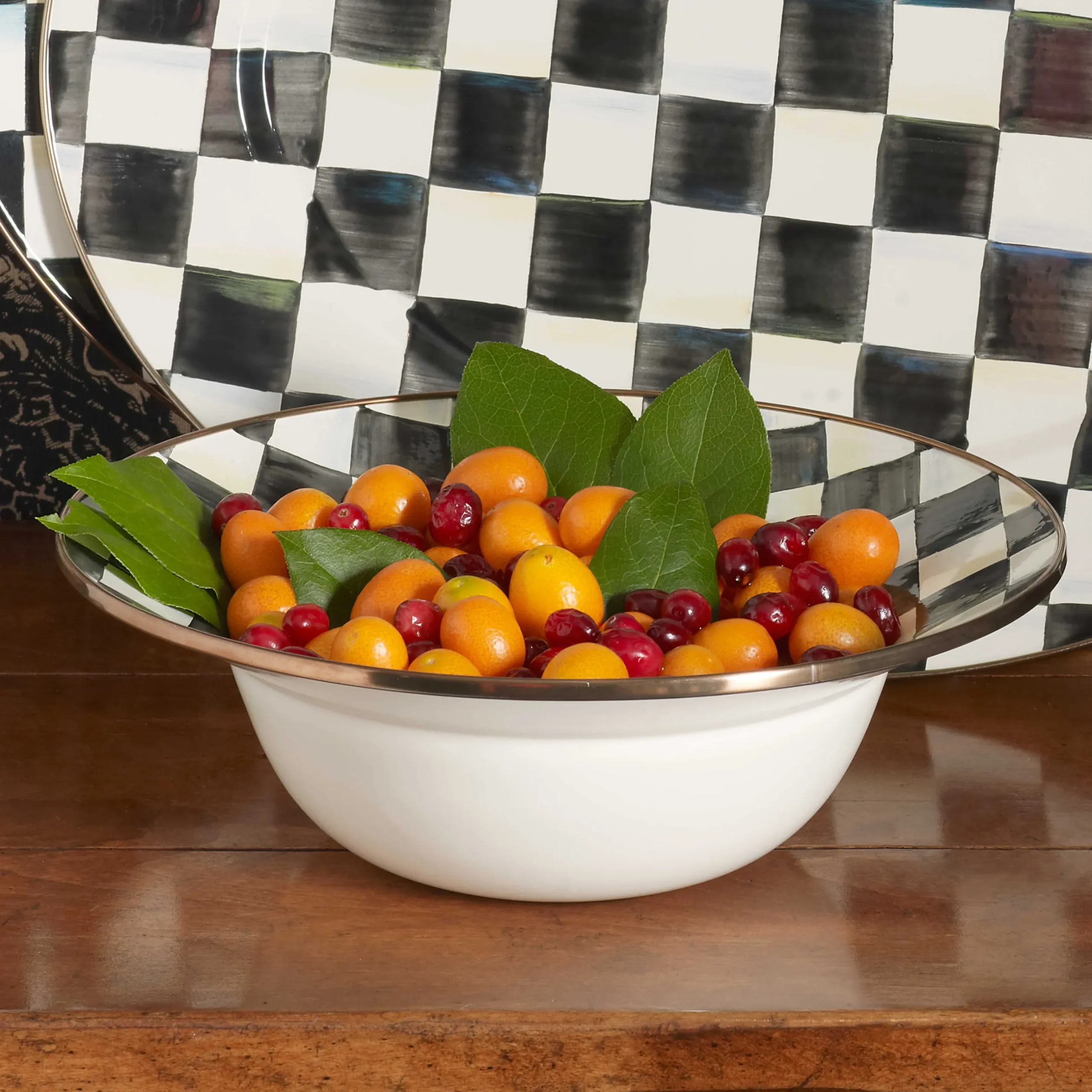 Clearance MacKenzie-Childs Courtly Check Enamel Serving Bowl