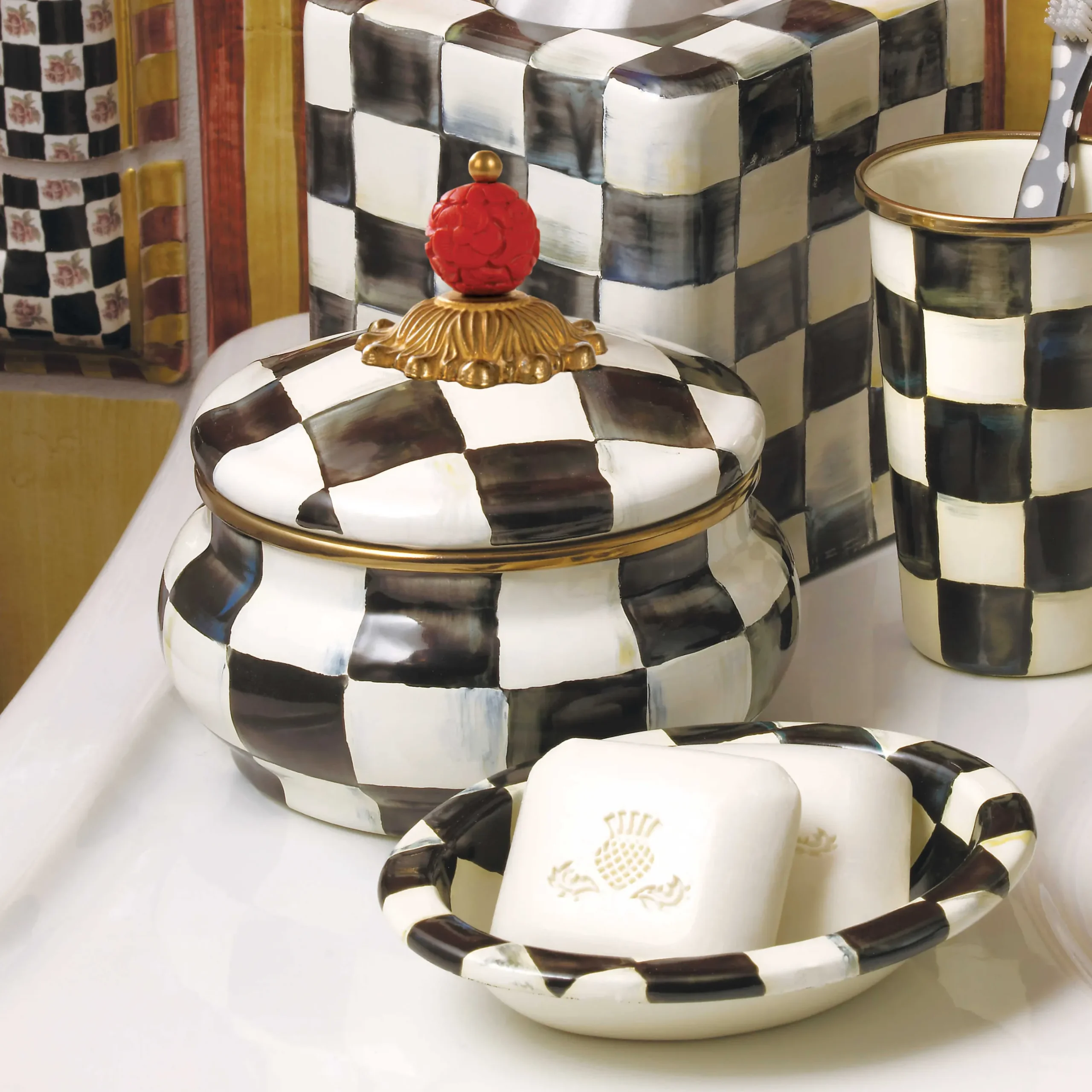 Online MacKenzie-Childs Courtly Check Enamel Squashed Pot