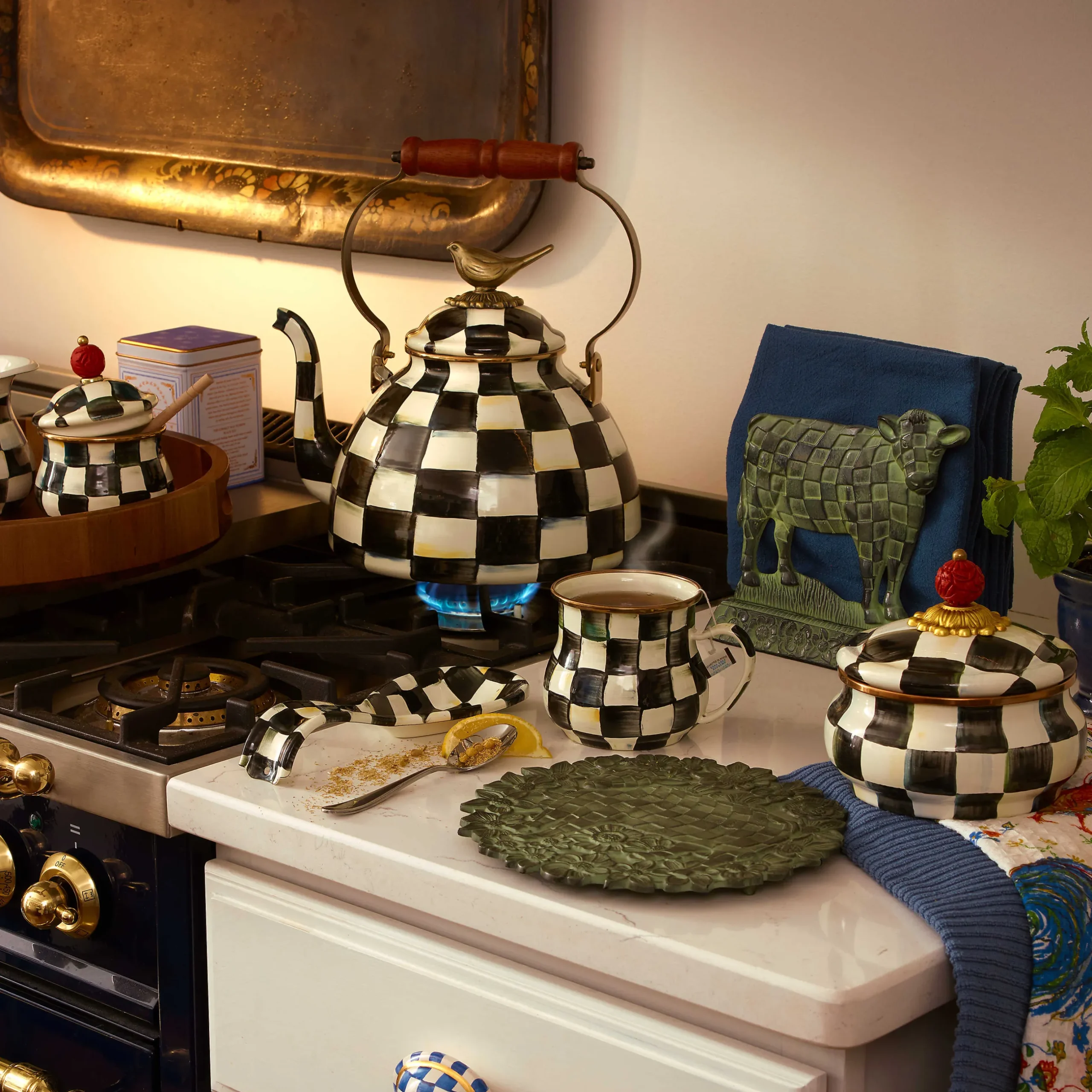 Online MacKenzie-Childs Courtly Check Enamel Squashed Pot