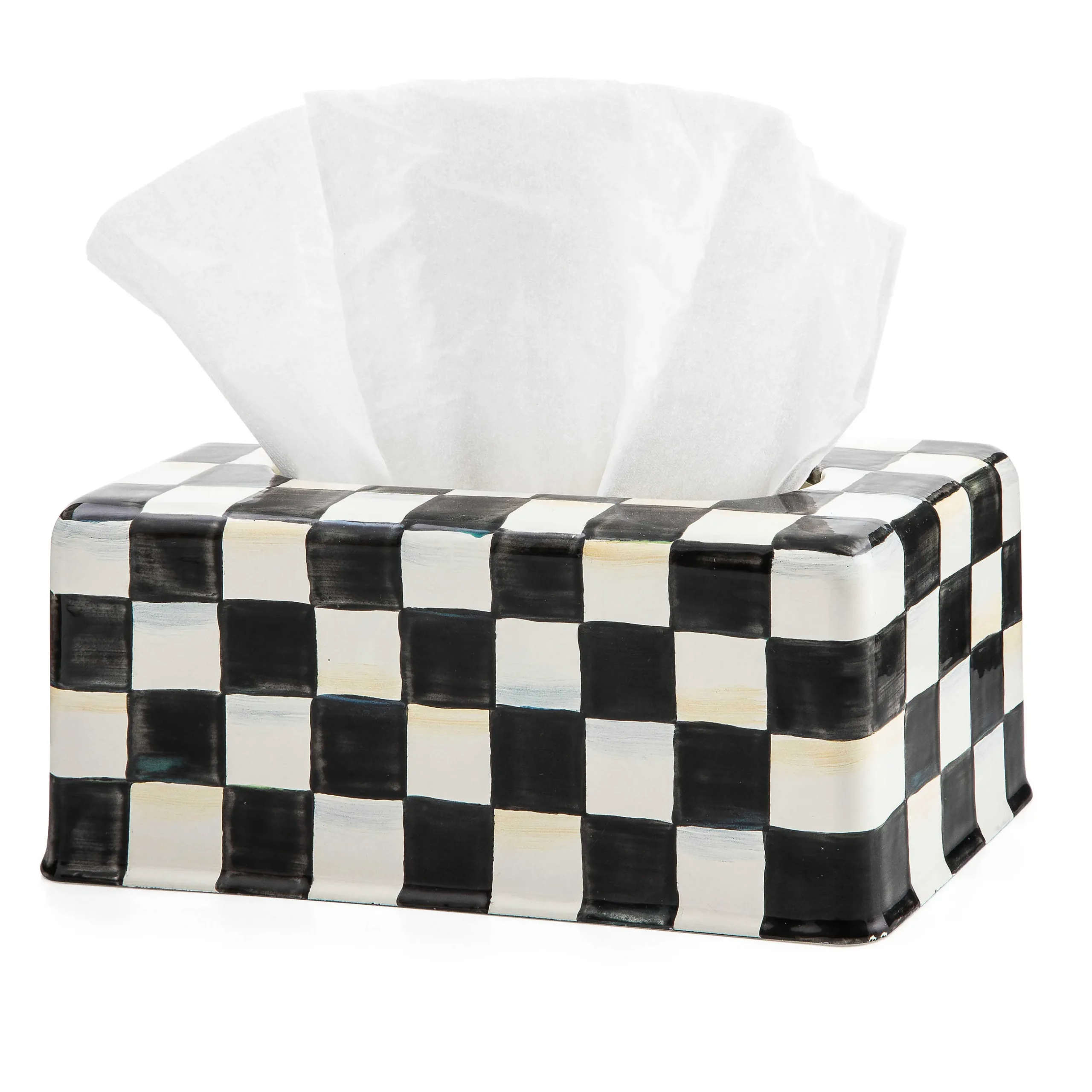 Hot MacKenzie-Childs Courtly Check Enamel Standard Tissue Box Cover