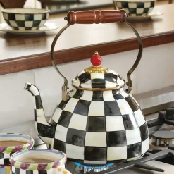 Sale MacKenzie-Childs Courtly Check Enamel Tea Kettle - 3 Quart