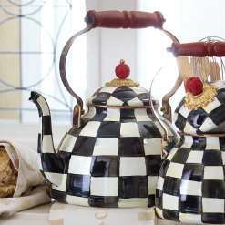 Sale MacKenzie-Childs Courtly Check Enamel Tea Kettle - 3 Quart