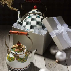 Sale MacKenzie-Childs Courtly Check Enamel Tea Kettle - 3 Quart