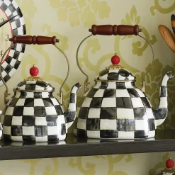 Best MacKenzie-Childs Courtly Check Enamel Tea Kettle - 2 Quart