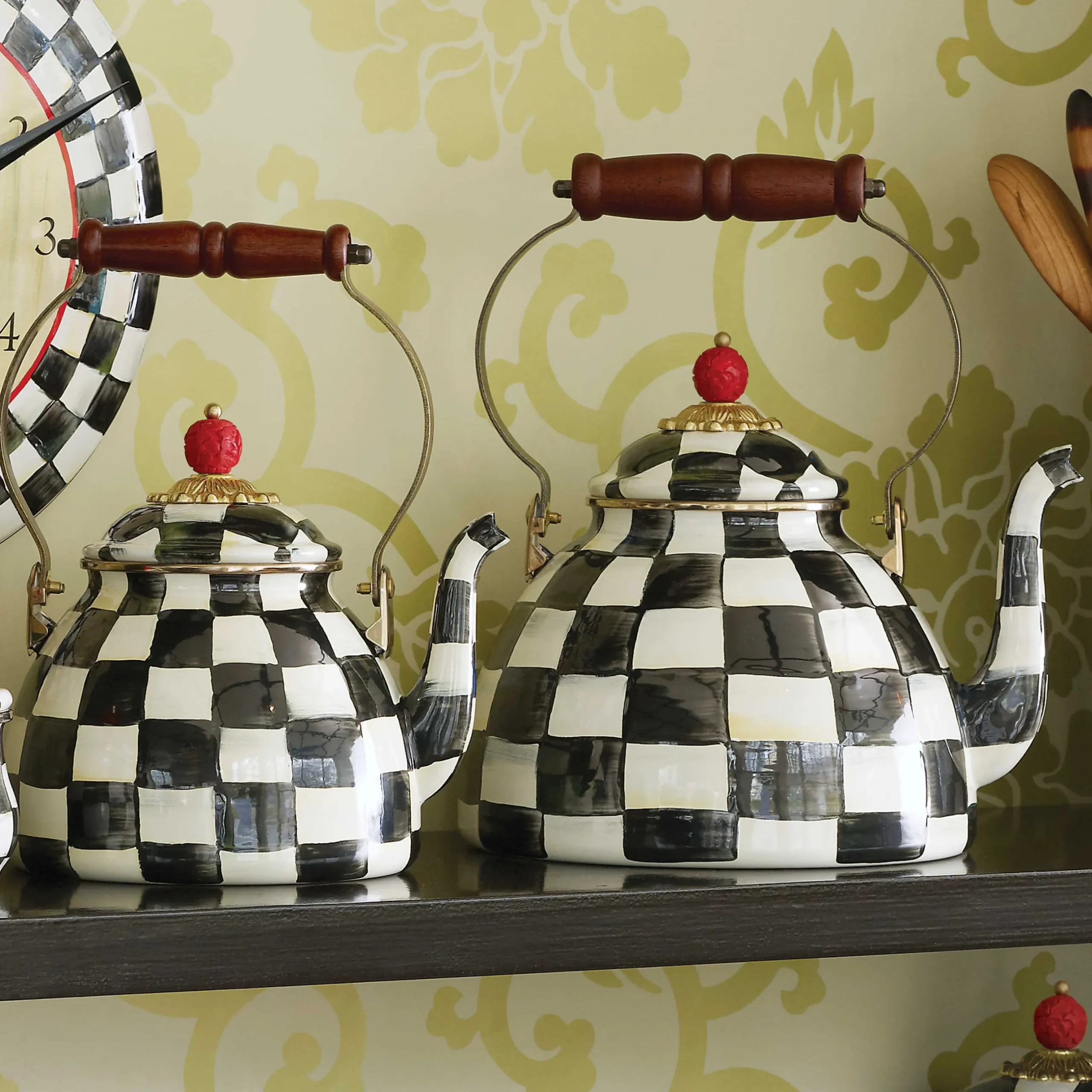 Best MacKenzie-Childs Courtly Check Enamel Tea Kettle - 2 Quart